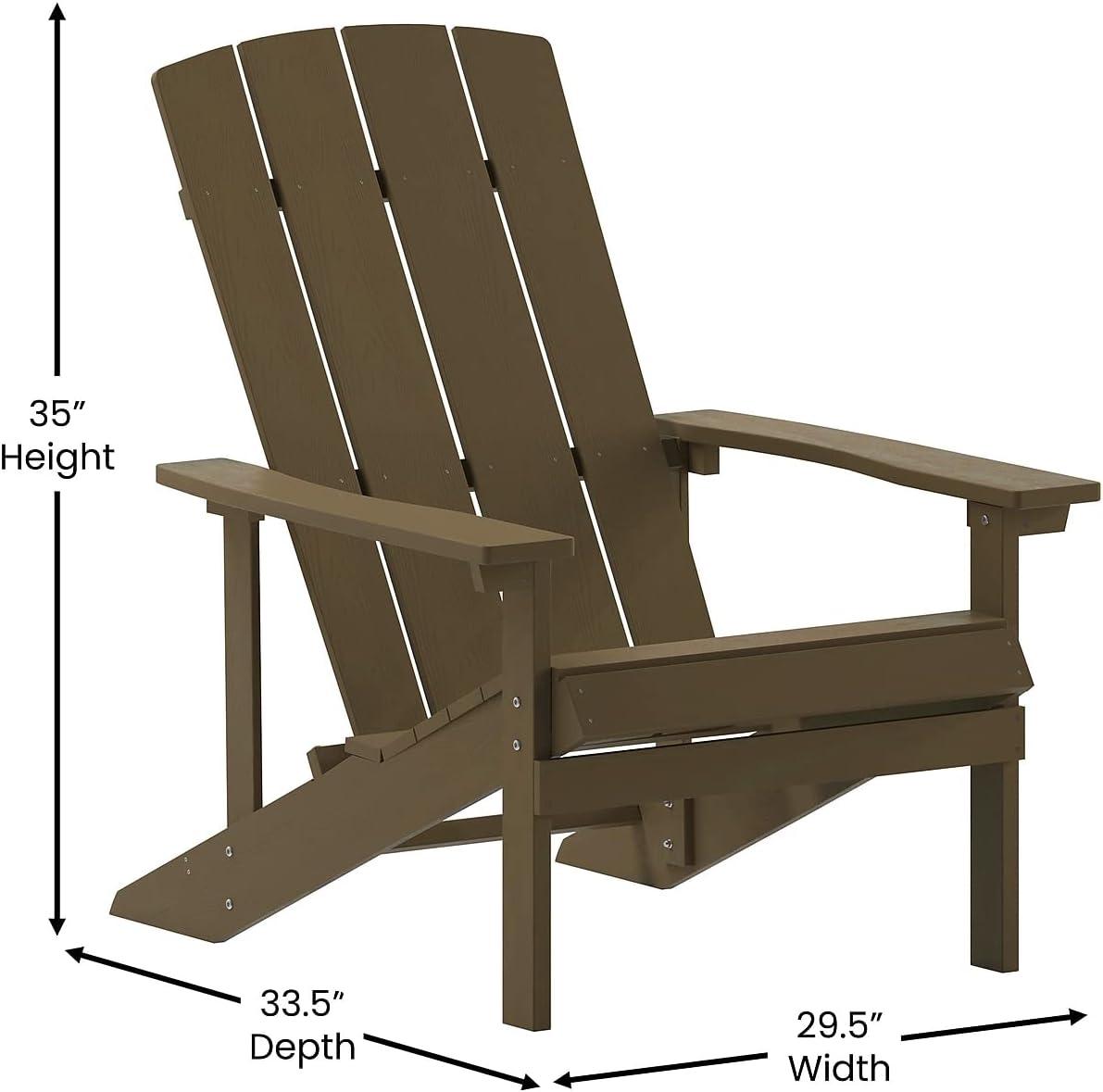 imageFlash Furniture Charlestown Commercial Grade IndoorOutdoor Adirondack Chair Weather Resistant Durable Poly Resin Deck and Patio Seating Slate GrayMahogany