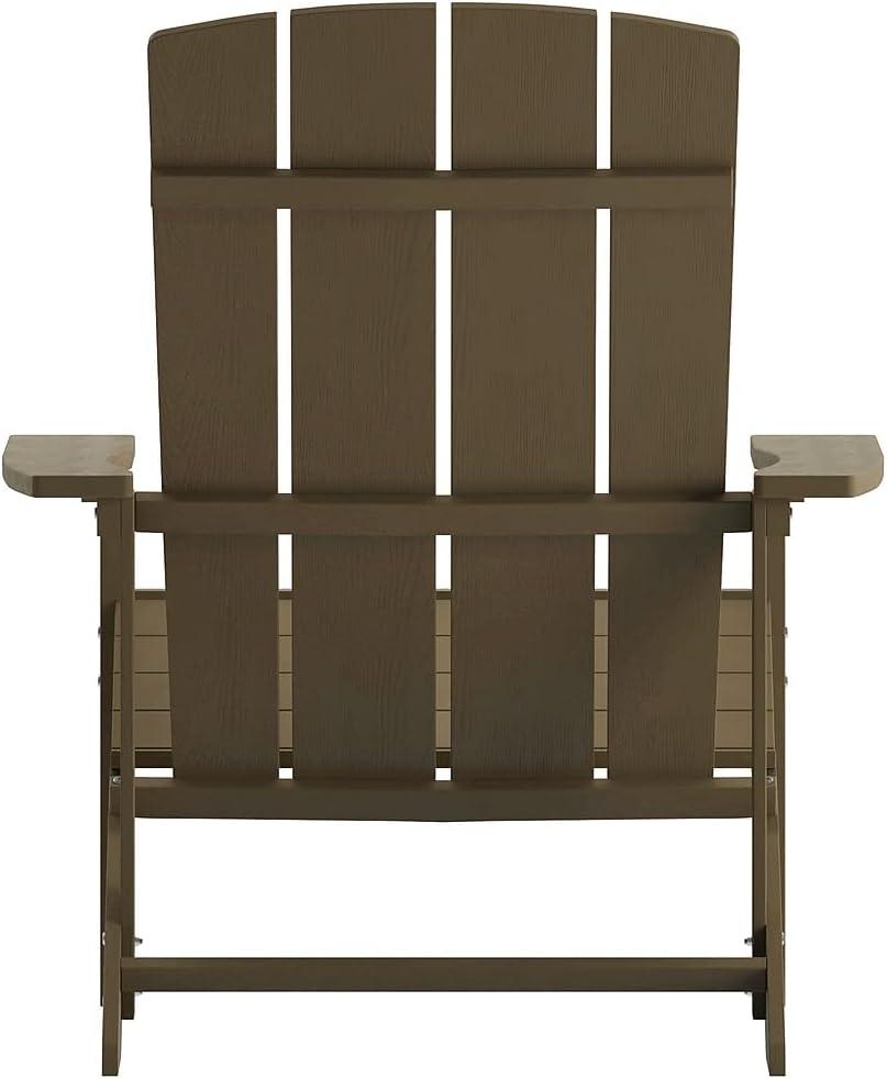 imageFlash Furniture Charlestown Commercial Grade IndoorOutdoor Adirondack Chair Weather Resistant Durable Poly Resin Deck and Patio Seating Slate GrayMahogany