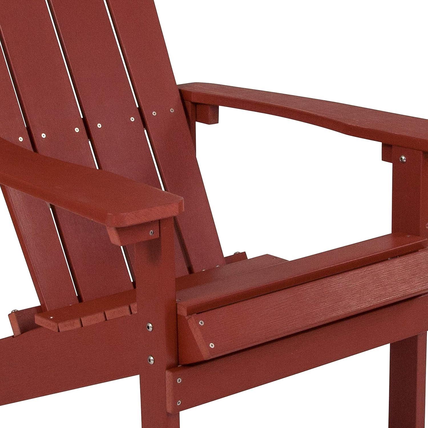imageFlash Furniture Charlestown Commercial Grade IndoorOutdoor Adirondack Chair Weather Resistant Durable Poly Resin Deck and Patio Seating Slate GrayRed