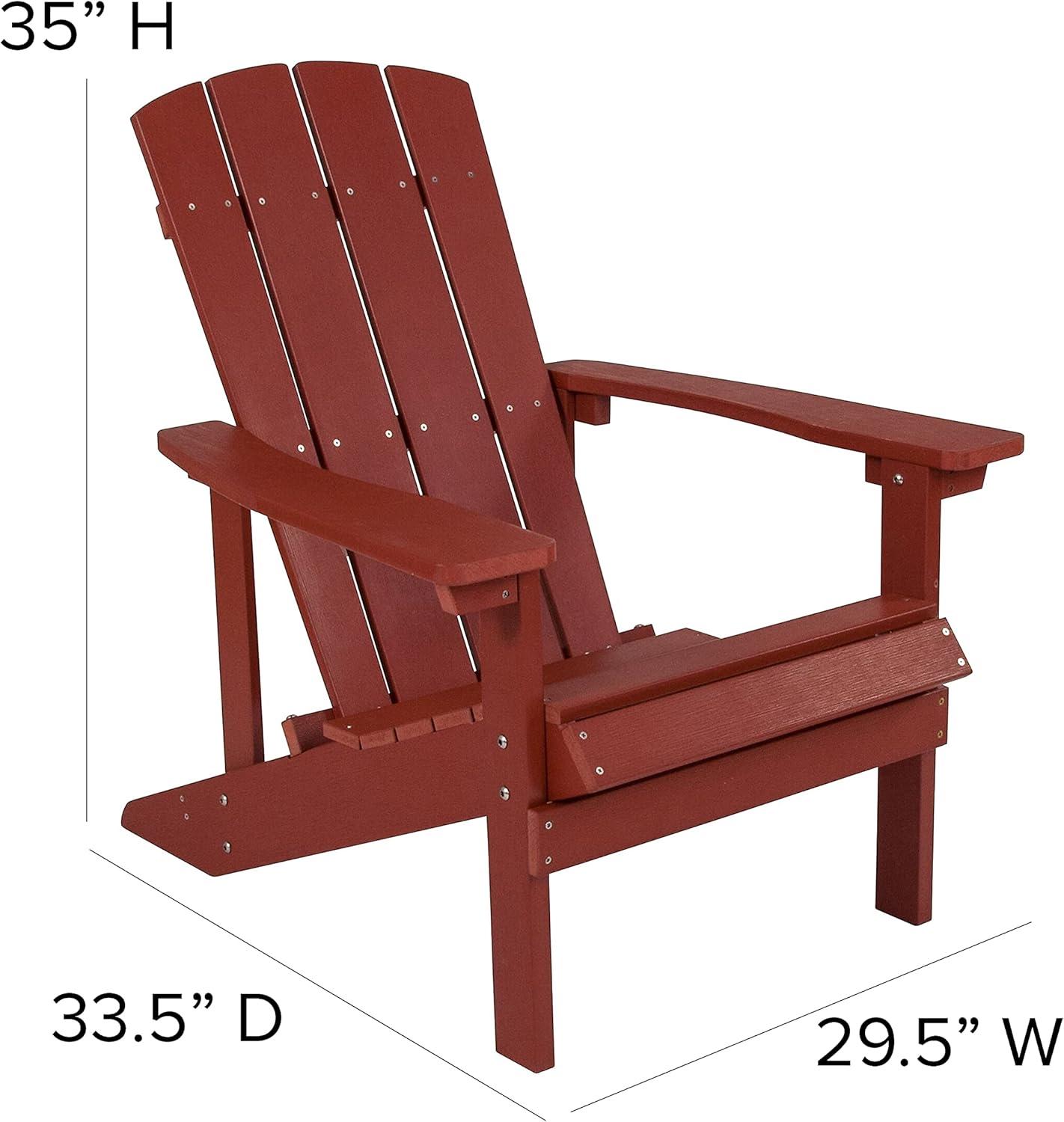 imageFlash Furniture Charlestown Commercial Grade IndoorOutdoor Adirondack Chair Weather Resistant Durable Poly Resin Deck and Patio Seating Slate GrayRed