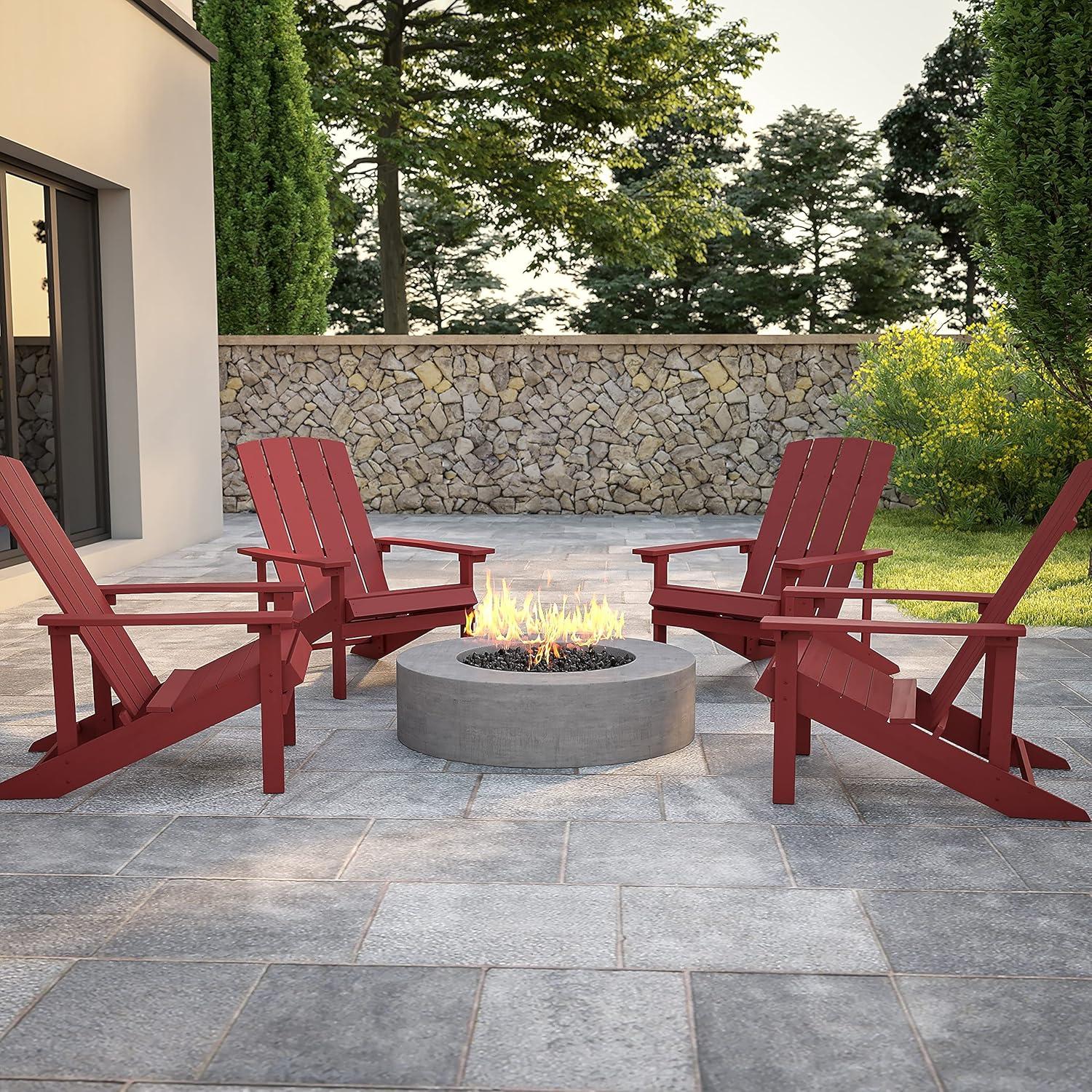 imageFlash Furniture Charlestown Commercial Grade IndoorOutdoor Adirondack Chair Weather Resistant Durable Poly Resin Deck and Patio Seating Slate GrayRed