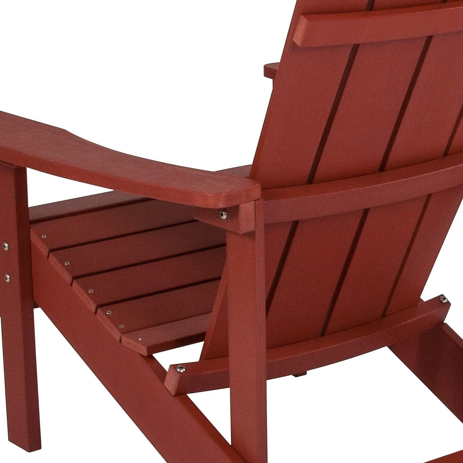 imageFlash Furniture Charlestown Commercial Grade IndoorOutdoor Adirondack Chair Weather Resistant Durable Poly Resin Deck and Patio Seating Slate GrayRed