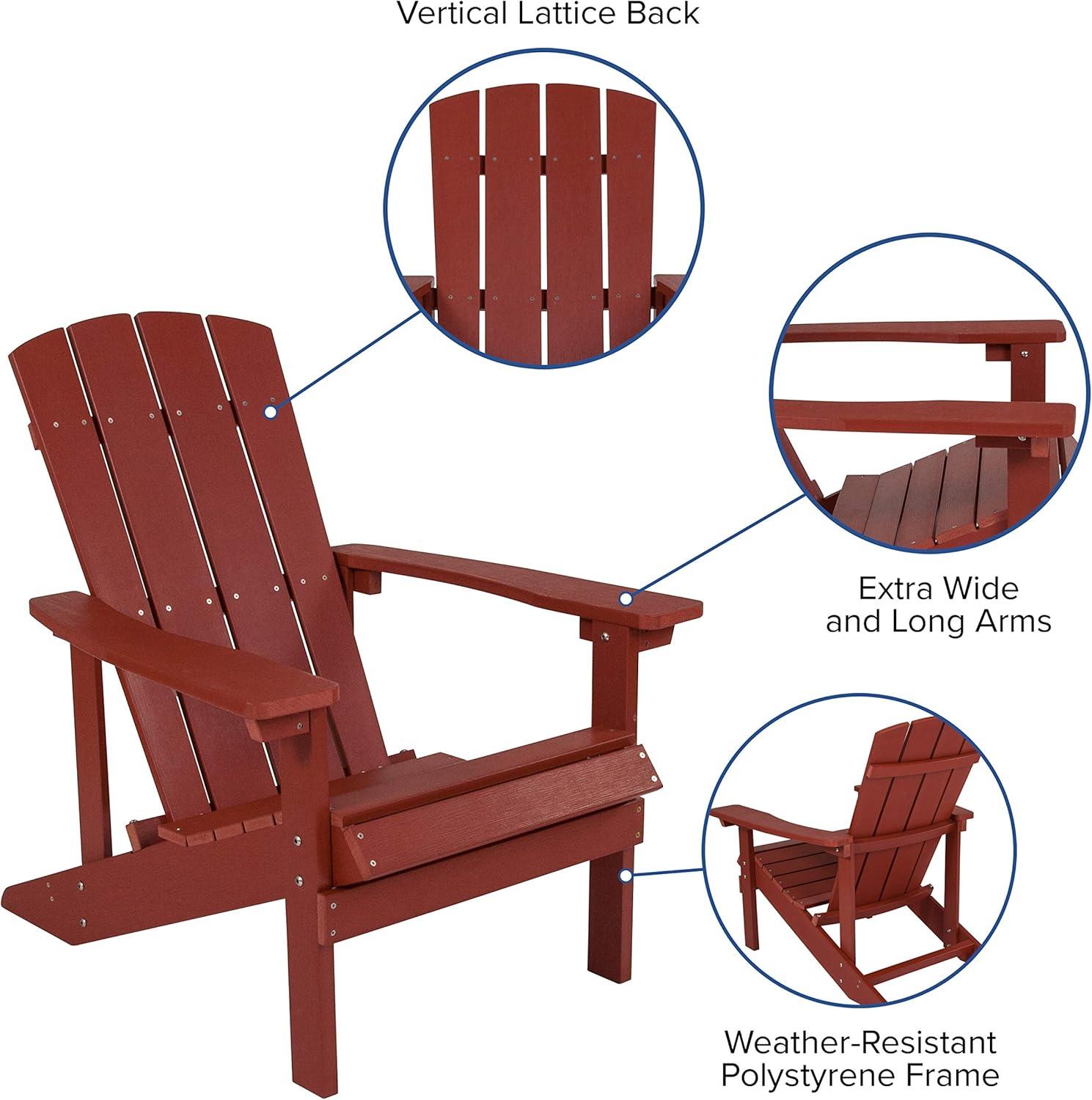 imageFlash Furniture Charlestown Commercial Grade IndoorOutdoor Adirondack Chair Weather Resistant Durable Poly Resin Deck and Patio Seating Slate GrayRed