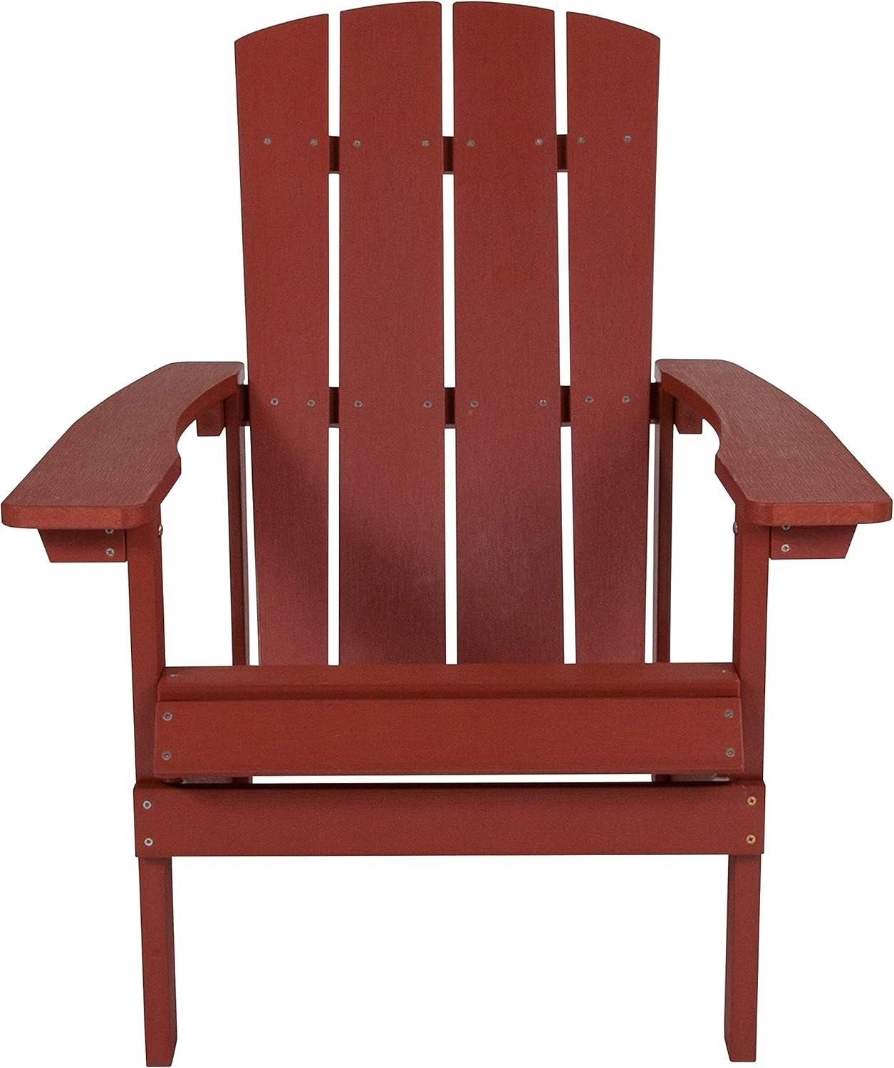 imageFlash Furniture Charlestown Commercial Grade IndoorOutdoor Adirondack Chair Weather Resistant Durable Poly Resin Deck and Patio Seating Slate GrayRed
