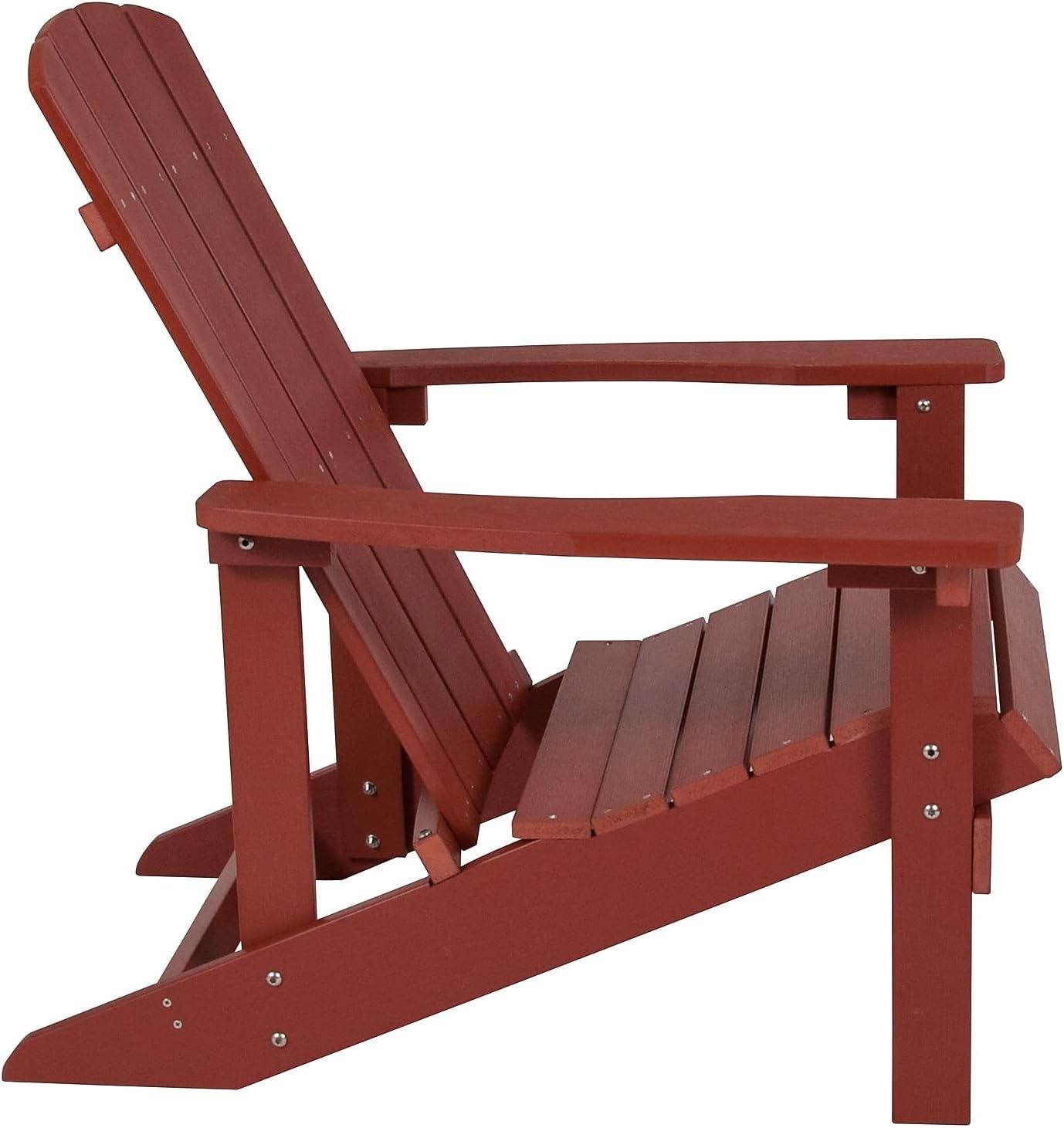 imageFlash Furniture Charlestown Commercial Grade IndoorOutdoor Adirondack Chair Weather Resistant Durable Poly Resin Deck and Patio Seating Slate GrayRed