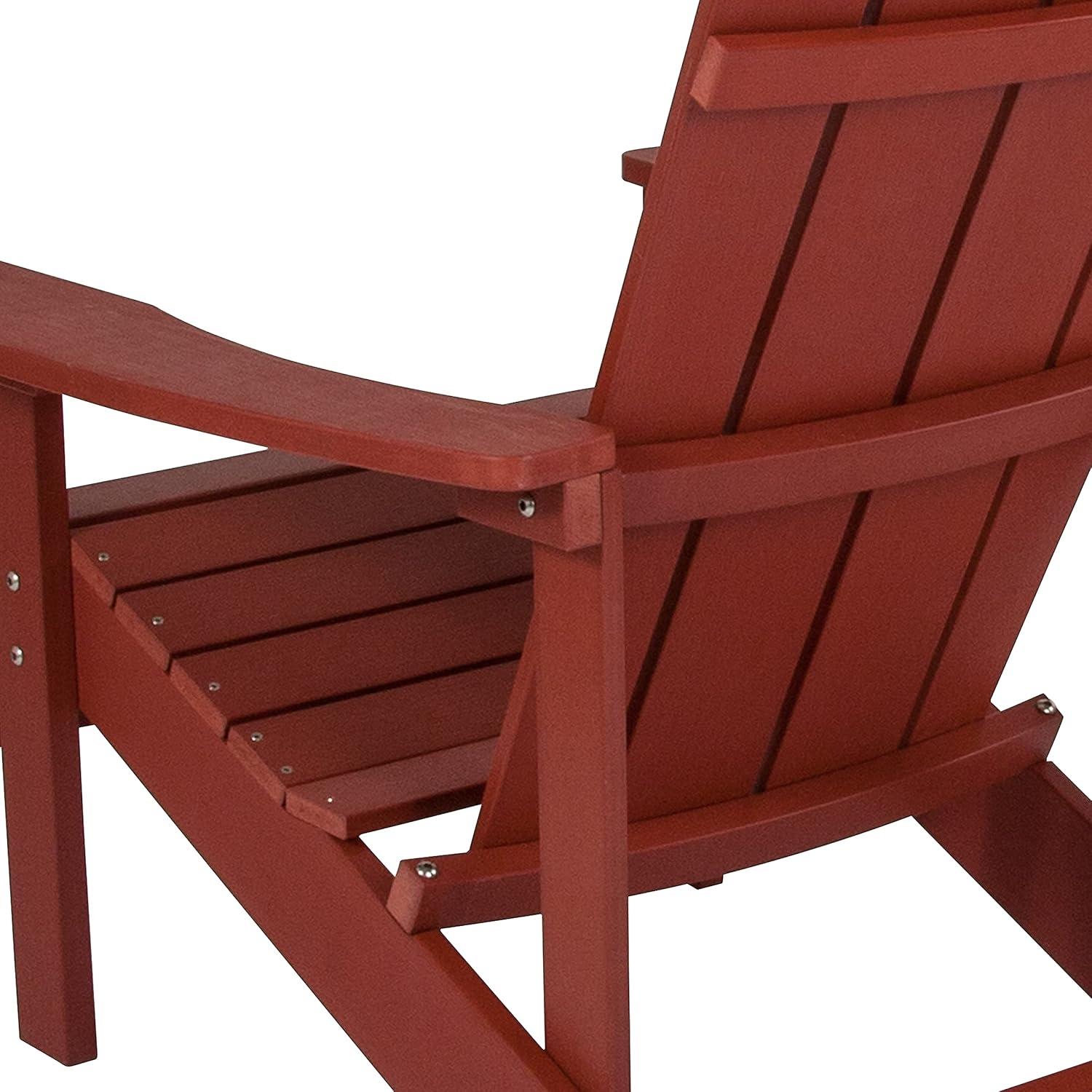 imageFlash Furniture Charlestown Commercial Grade IndoorOutdoor Adirondack Chair Weather Resistant Durable Poly Resin Deck and Patio Seating Slate GrayRed