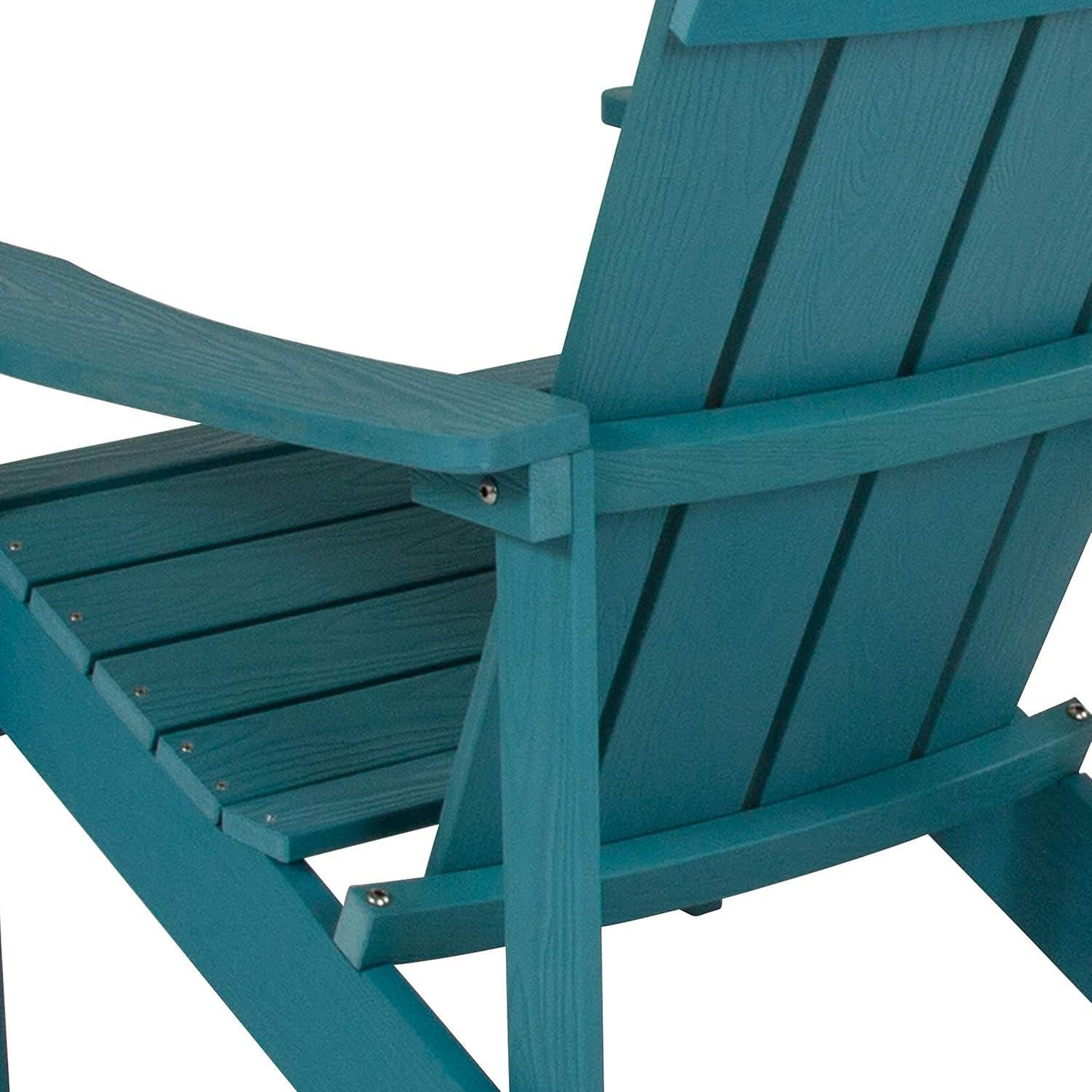 imageFlash Furniture Charlestown Commercial Grade IndoorOutdoor Adirondack Chair Weather Resistant Durable Poly Resin Deck and Patio Seating Slate GraySea Foam