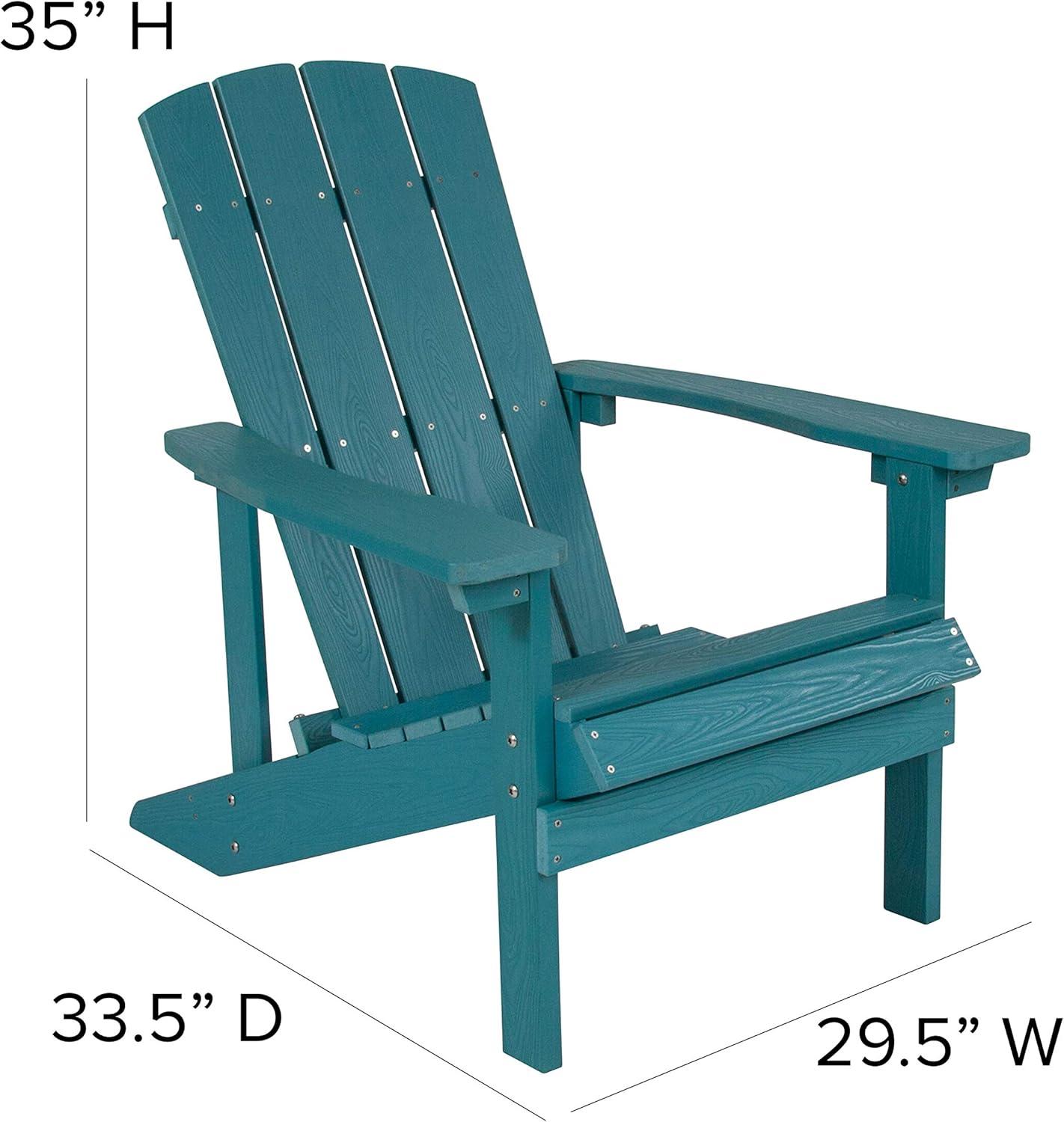 imageFlash Furniture Charlestown Commercial Grade IndoorOutdoor Adirondack Chair Weather Resistant Durable Poly Resin Deck and Patio Seating Slate GraySea Foam