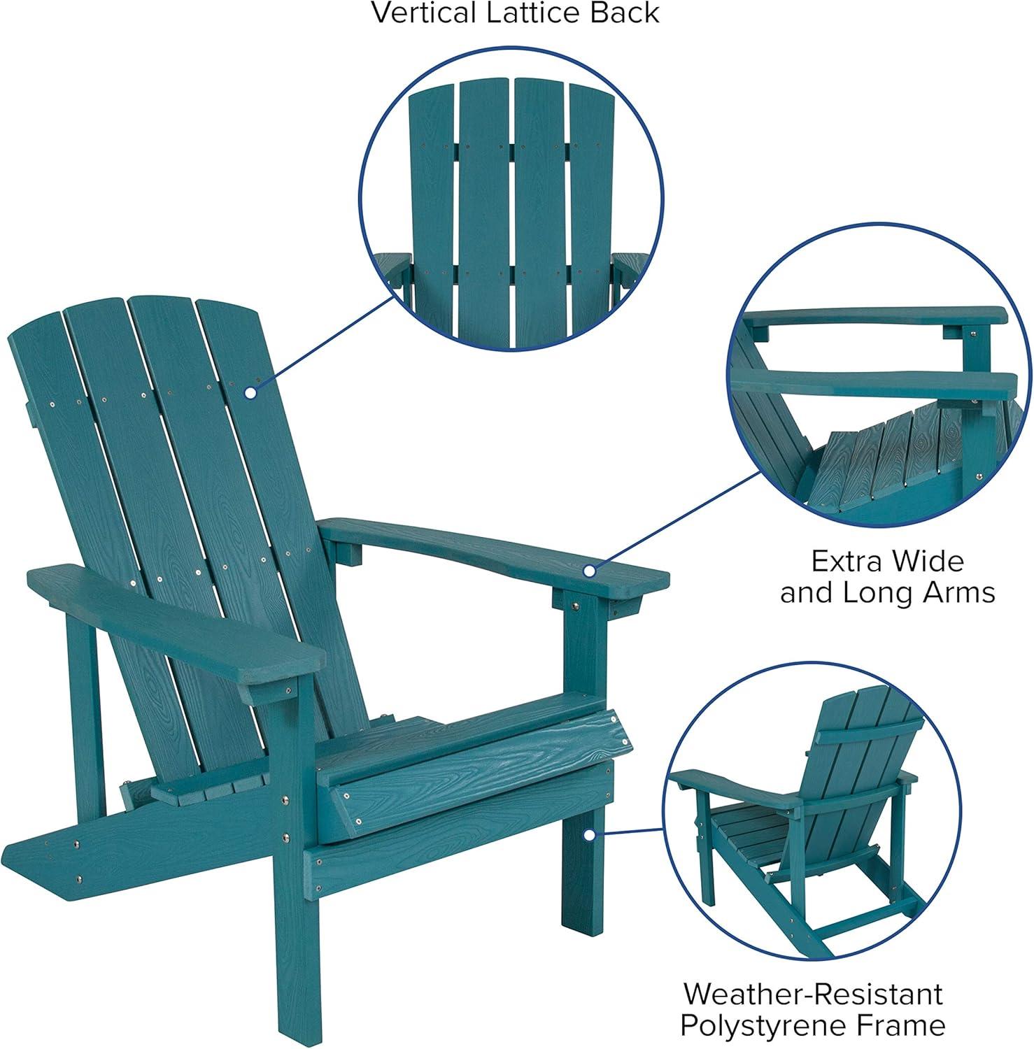 imageFlash Furniture Charlestown Commercial Grade IndoorOutdoor Adirondack Chair Weather Resistant Durable Poly Resin Deck and Patio Seating Slate GraySea Foam