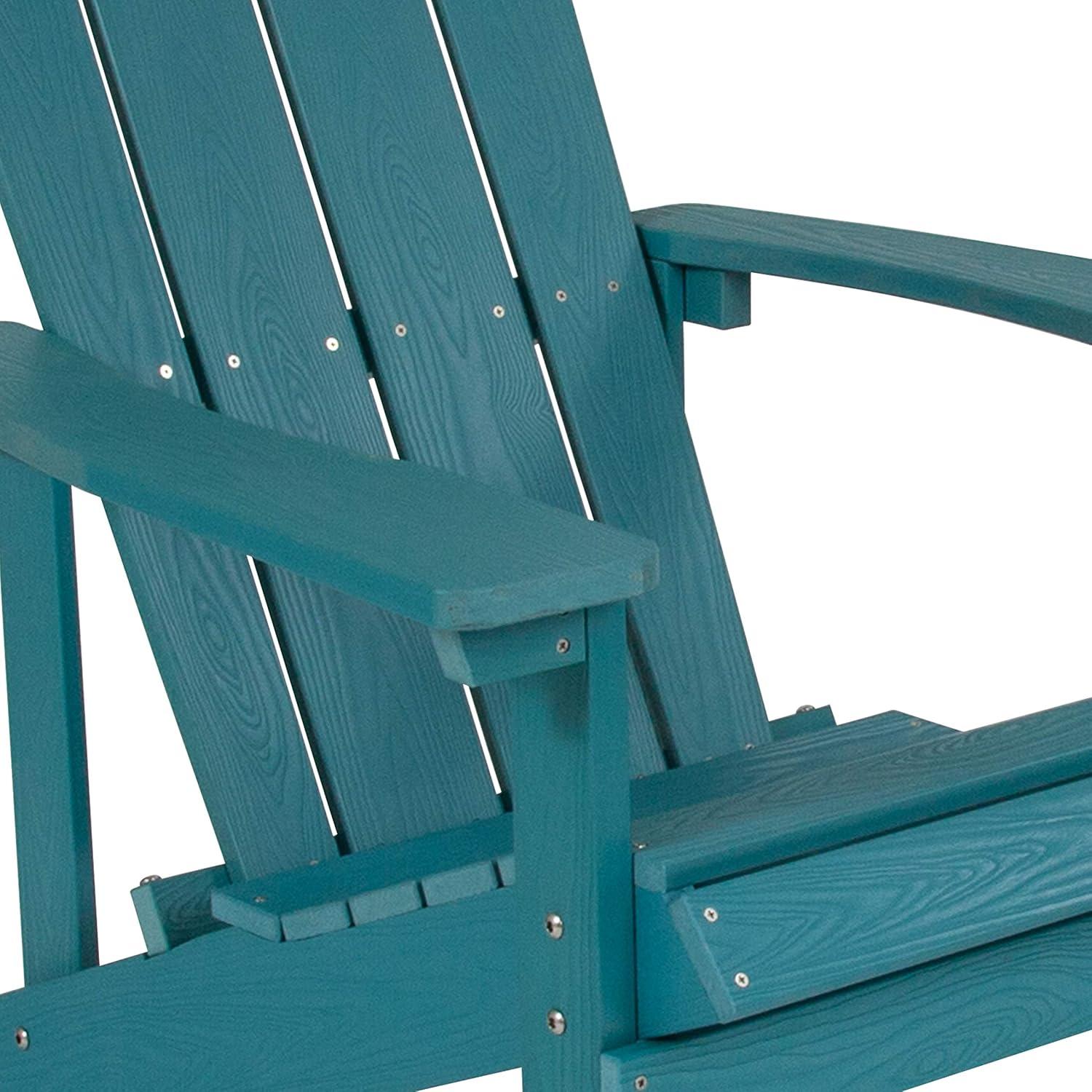 imageFlash Furniture Charlestown Commercial Grade IndoorOutdoor Adirondack Chair Weather Resistant Durable Poly Resin Deck and Patio Seating Slate GraySea Foam