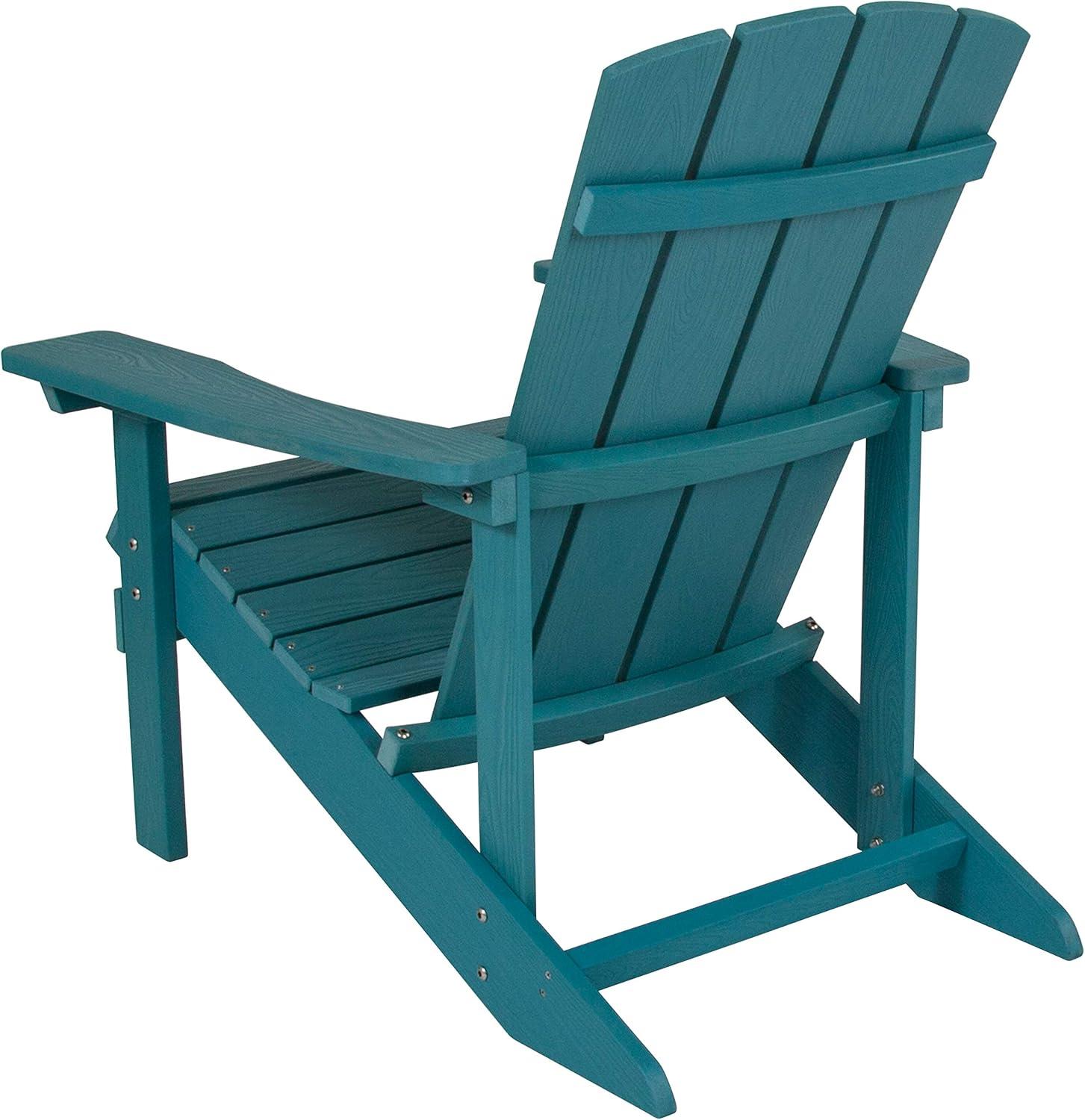 imageFlash Furniture Charlestown Commercial Grade IndoorOutdoor Adirondack Chair Weather Resistant Durable Poly Resin Deck and Patio Seating Slate GraySea Foam