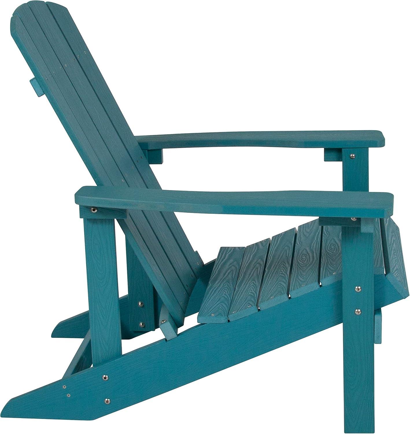 imageFlash Furniture Charlestown Commercial Grade IndoorOutdoor Adirondack Chair Weather Resistant Durable Poly Resin Deck and Patio Seating Slate GraySea Foam