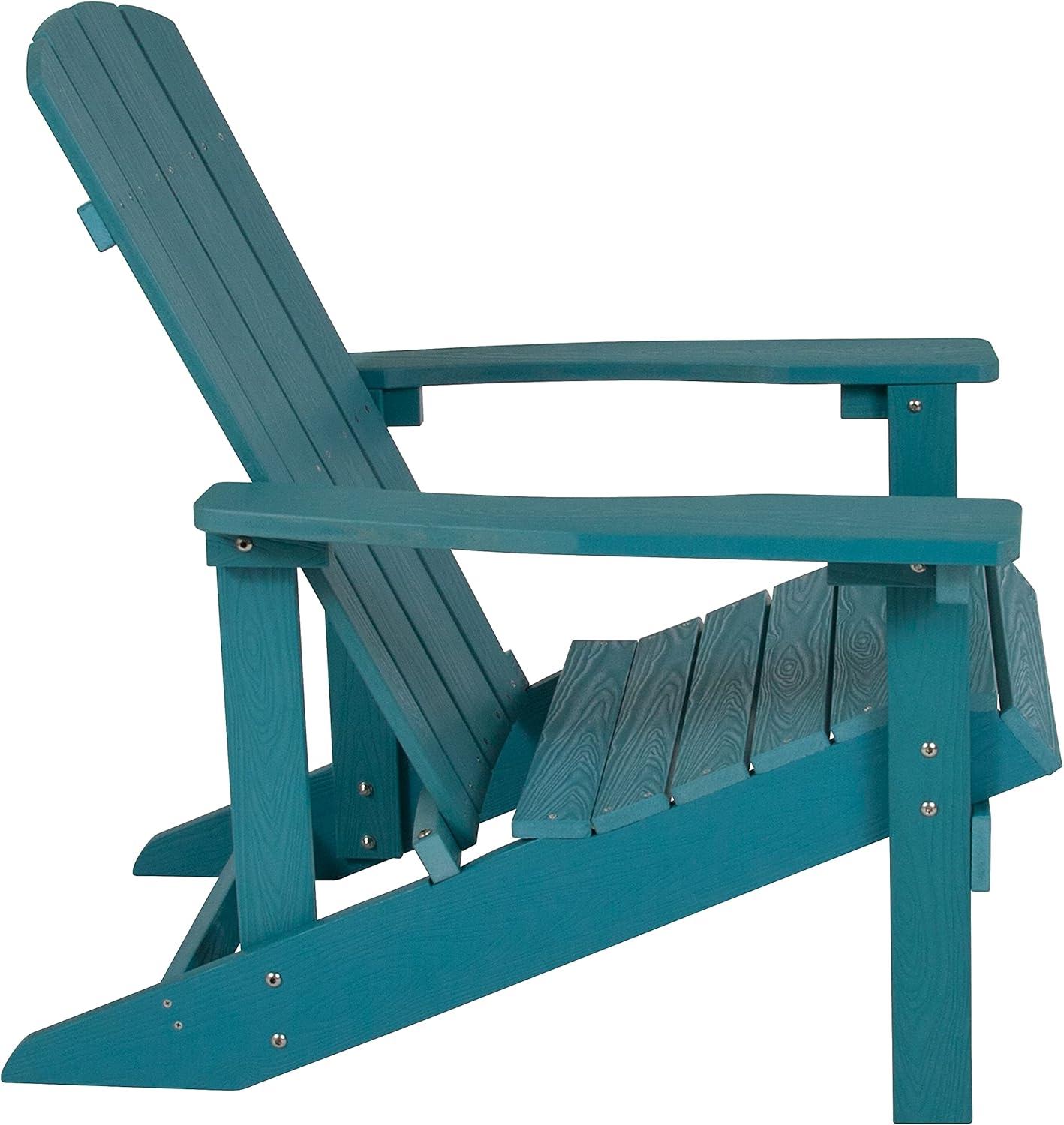 imageFlash Furniture Charlestown Commercial Grade IndoorOutdoor Adirondack Chair Weather Resistant Durable Poly Resin Deck and Patio Seating Slate GraySea Foam