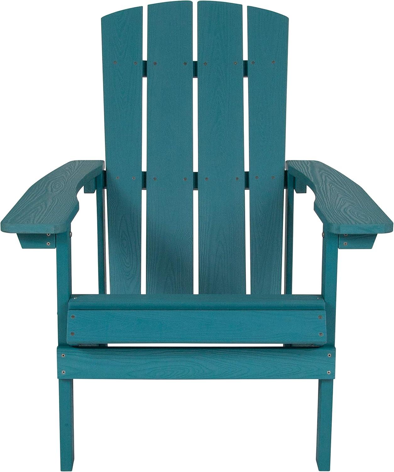 imageFlash Furniture Charlestown Commercial Grade IndoorOutdoor Adirondack Chair Weather Resistant Durable Poly Resin Deck and Patio Seating Slate GraySea Foam