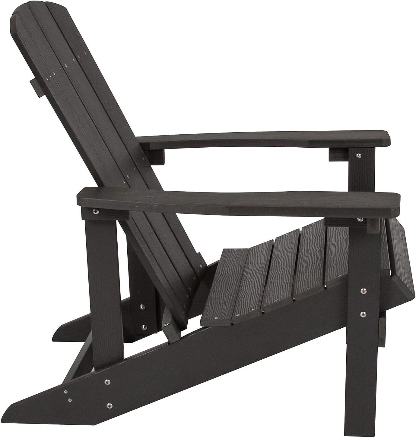imageFlash Furniture Charlestown Commercial Grade IndoorOutdoor Adirondack Chair Weather Resistant Durable Poly Resin Deck and Patio Seating Slate GraySlate Gray