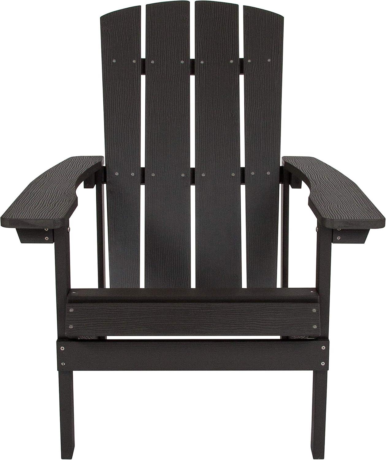 imageFlash Furniture Charlestown Commercial Grade IndoorOutdoor Adirondack Chair Weather Resistant Durable Poly Resin Deck and Patio Seating Slate GraySlate Gray