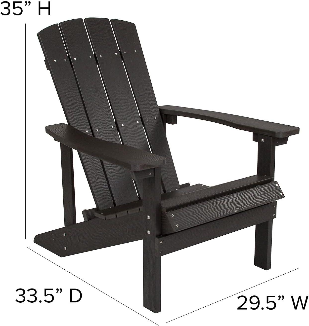 imageFlash Furniture Charlestown Commercial Grade IndoorOutdoor Adirondack Chair Weather Resistant Durable Poly Resin Deck and Patio Seating Slate GraySlate Gray