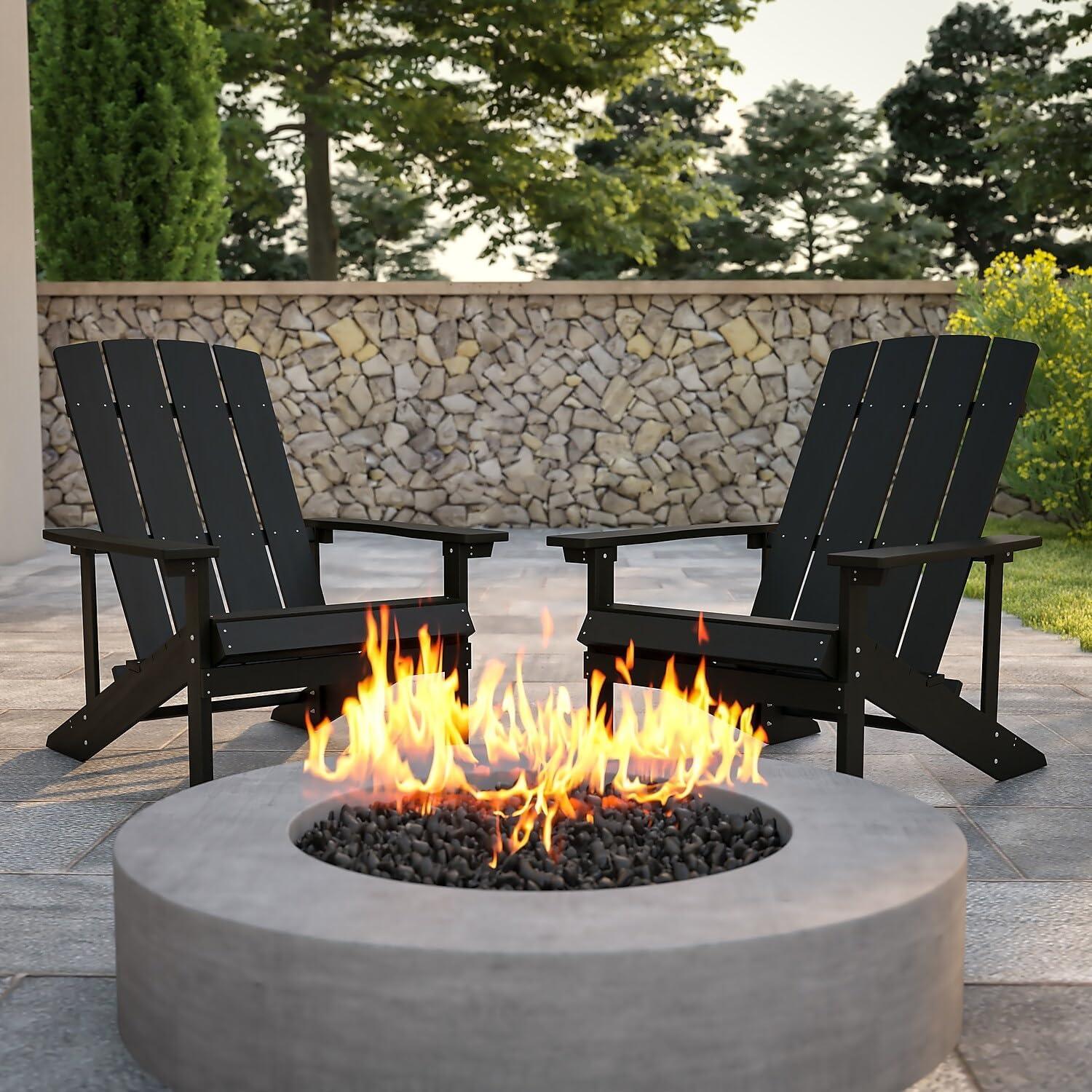 imageFlash Furniture Charlestown Commercial Grade IndoorOutdoor Adirondack Chair Weather Resistant Durable Poly Resin Deck and Patio Seating Slate GraySlate Gray