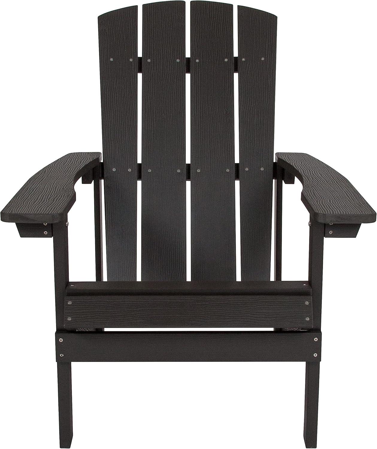 imageFlash Furniture Charlestown Commercial Grade IndoorOutdoor Adirondack Chair Weather Resistant Durable Poly Resin Deck and Patio Seating Slate GraySlate Gray