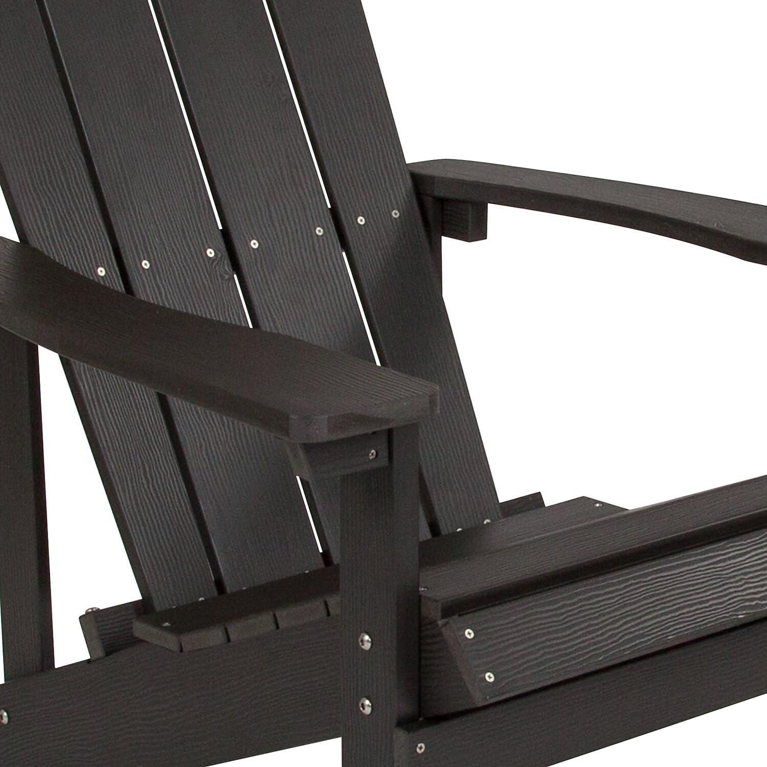 imageFlash Furniture Charlestown Commercial Grade IndoorOutdoor Adirondack Chair Weather Resistant Durable Poly Resin Deck and Patio Seating Slate GraySlate Gray