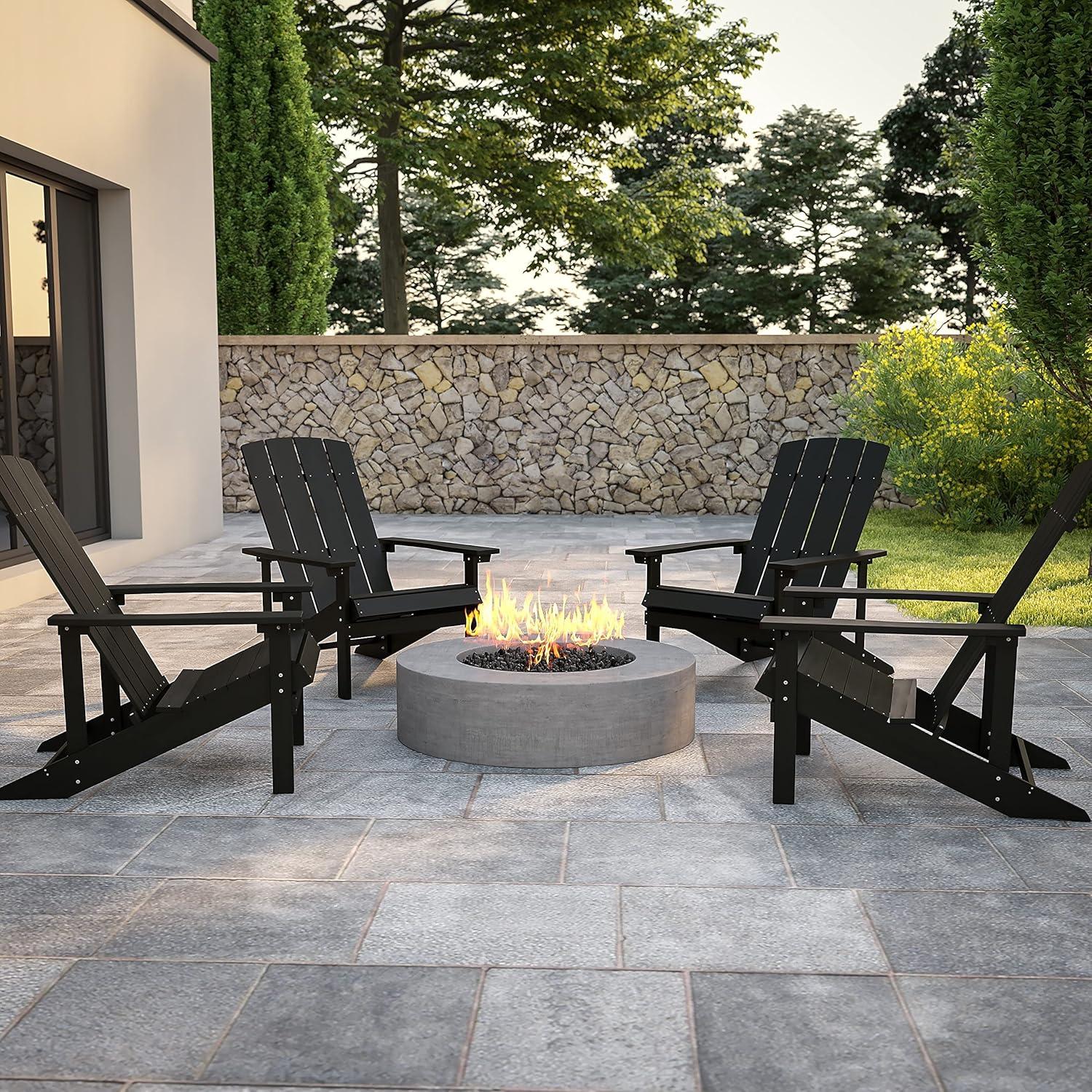 imageFlash Furniture Charlestown Commercial Grade IndoorOutdoor Adirondack Chair Weather Resistant Durable Poly Resin Deck and Patio Seating Slate GraySlate Gray