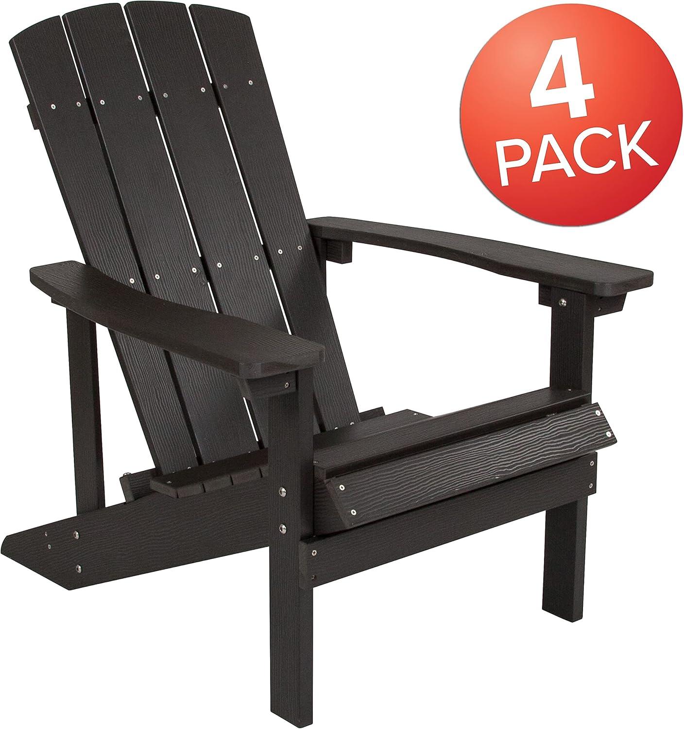 imageFlash Furniture Charlestown Commercial Grade IndoorOutdoor Adirondack Chair Weather Resistant Durable Poly Resin Deck and Patio Seating Slate GraySlate Gray