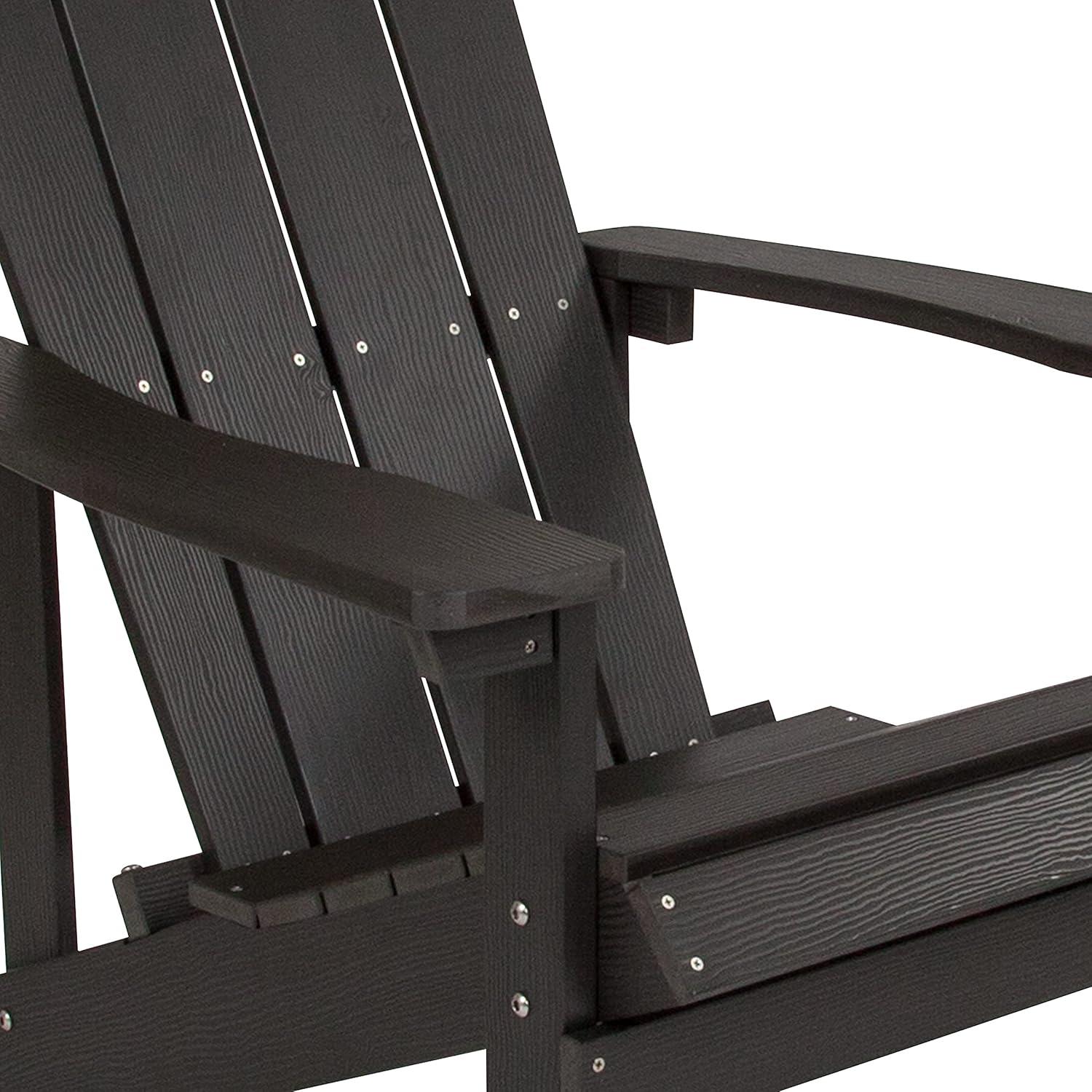 imageFlash Furniture Charlestown Commercial Grade IndoorOutdoor Adirondack Chair Weather Resistant Durable Poly Resin Deck and Patio Seating Slate GraySlate Gray