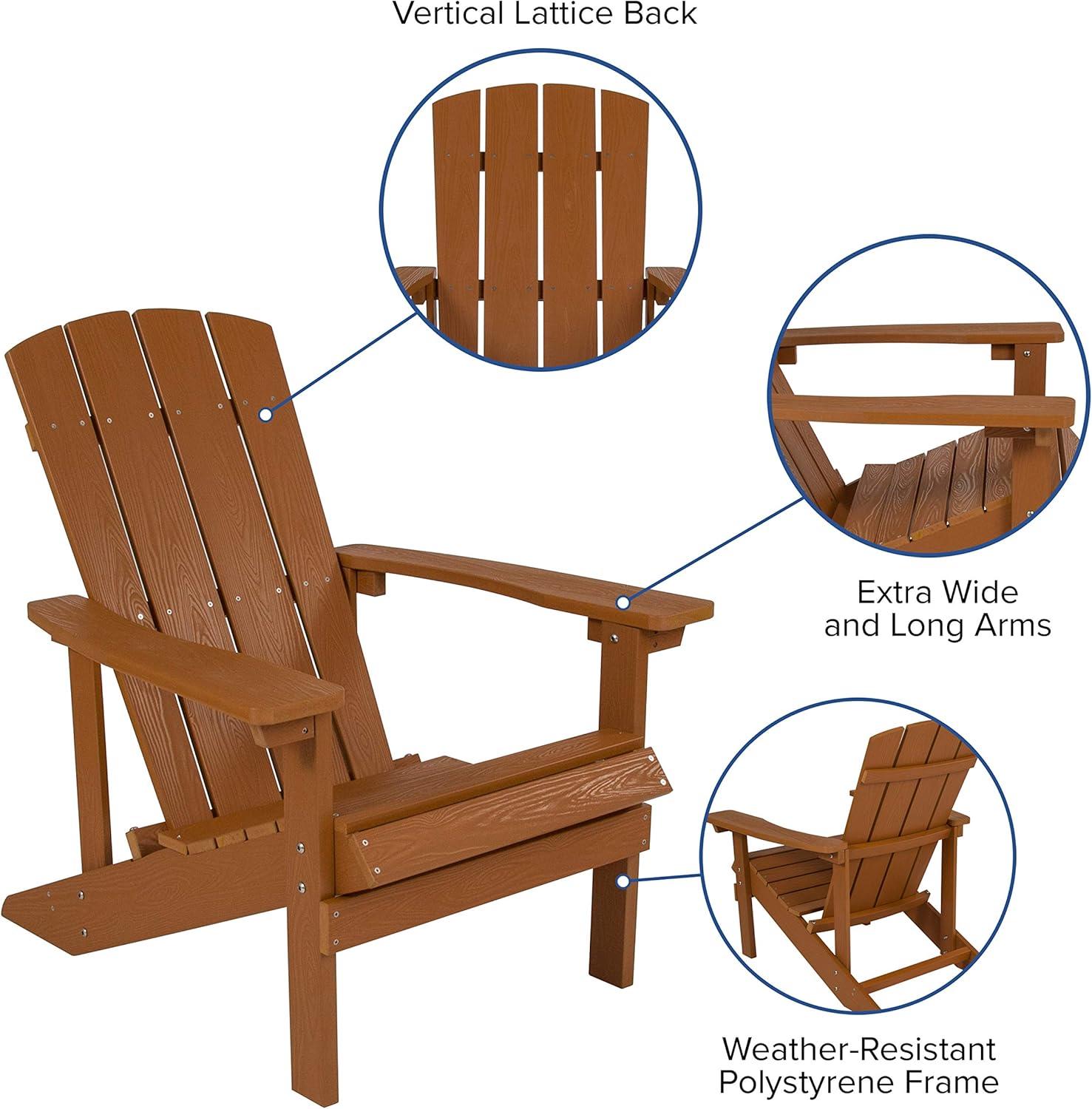 imageFlash Furniture Charlestown Commercial Grade IndoorOutdoor Adirondack Chair Weather Resistant Durable Poly Resin Deck and Patio Seating Slate GrayTeak