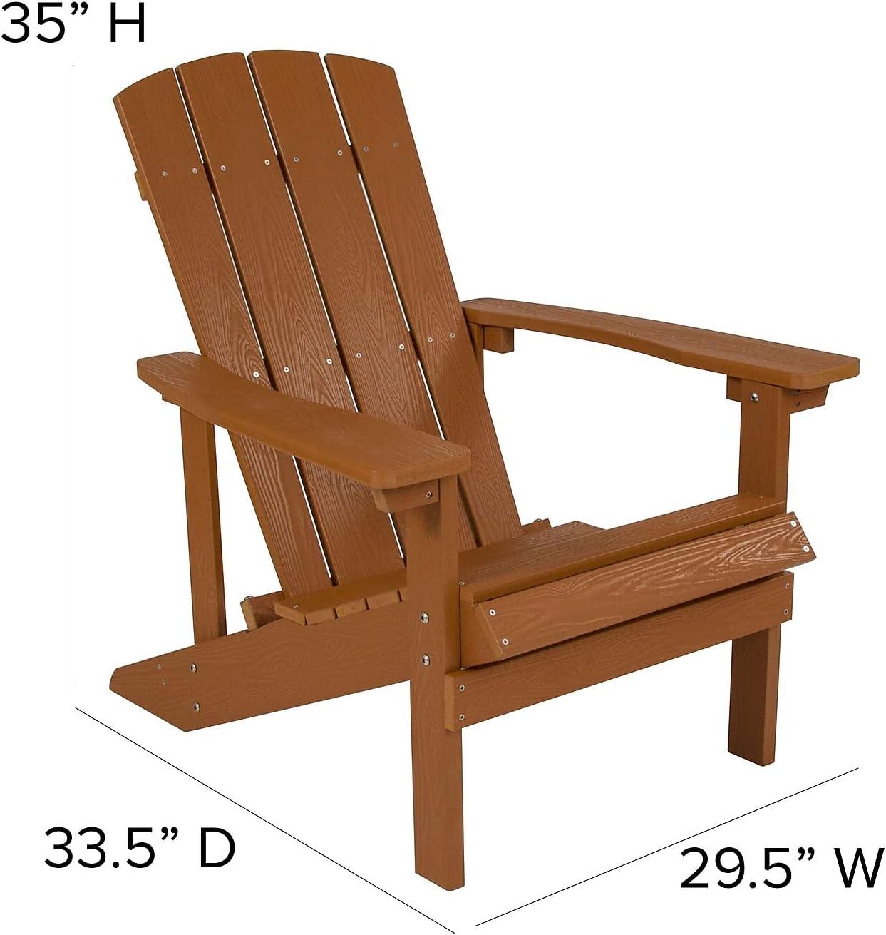 imageFlash Furniture Charlestown Commercial Grade IndoorOutdoor Adirondack Chair Weather Resistant Durable Poly Resin Deck and Patio Seating Slate GrayTeak