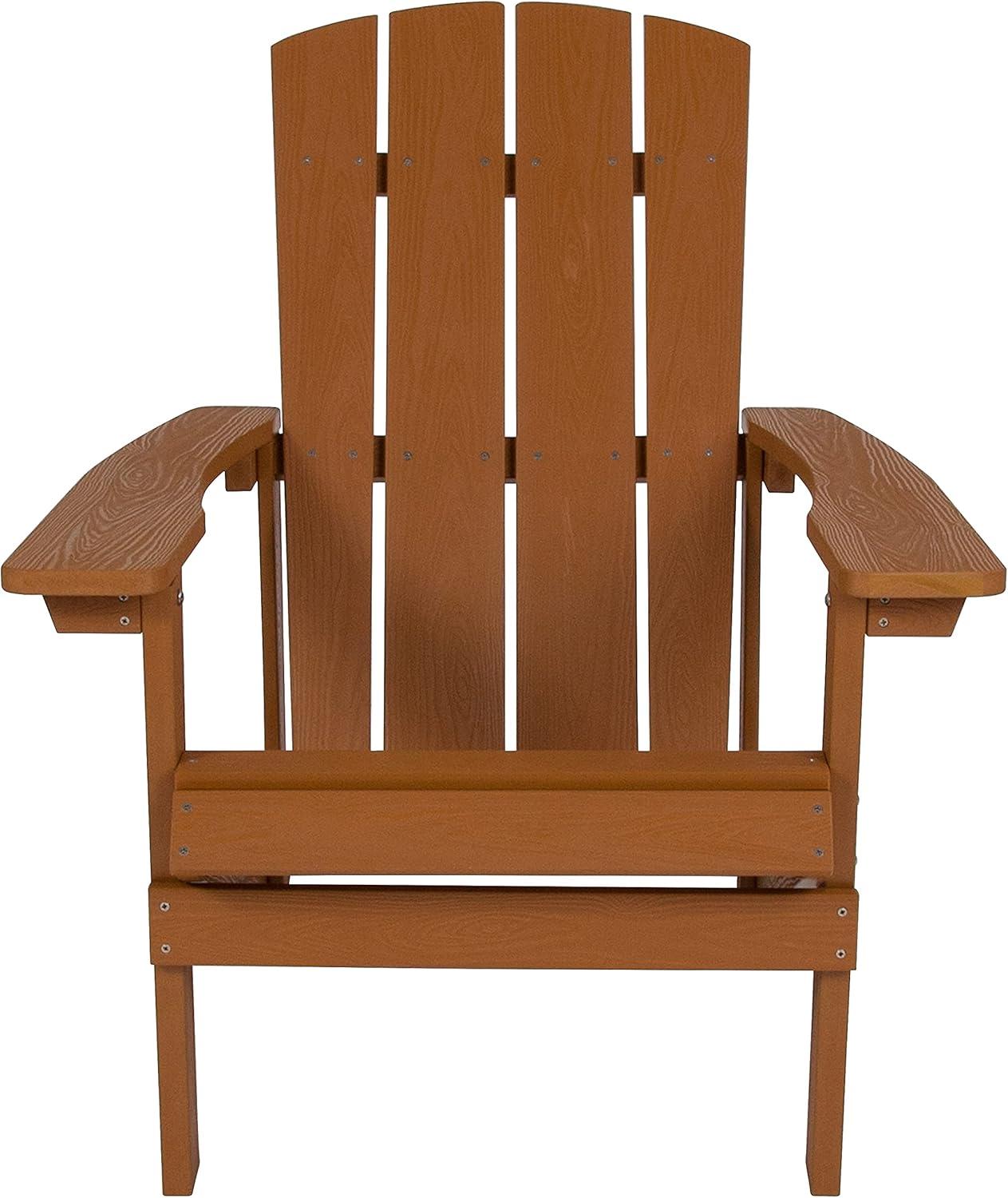 imageFlash Furniture Charlestown Commercial Grade IndoorOutdoor Adirondack Chair Weather Resistant Durable Poly Resin Deck and Patio Seating Slate GrayTeak