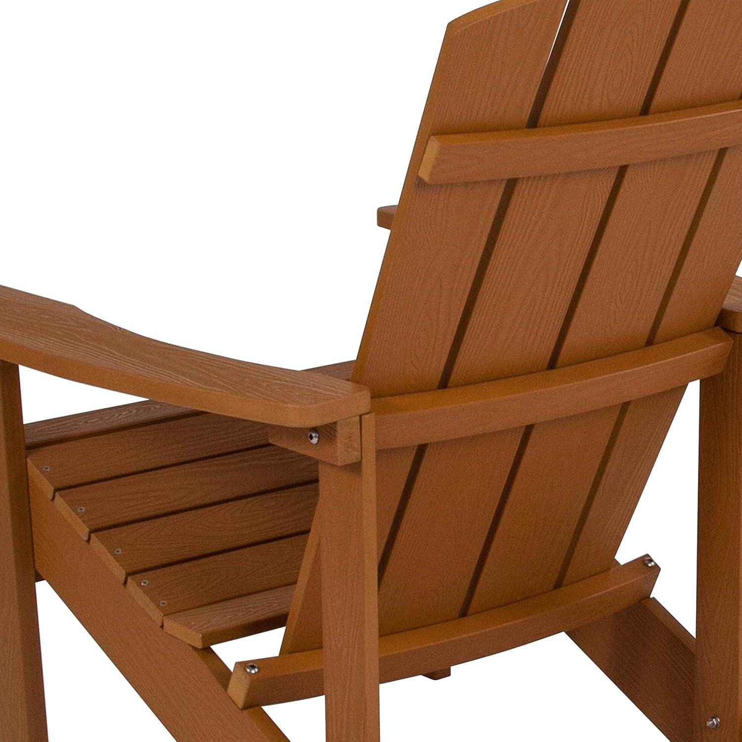 imageFlash Furniture Charlestown Commercial Grade IndoorOutdoor Adirondack Chair Weather Resistant Durable Poly Resin Deck and Patio Seating Slate GrayTeak