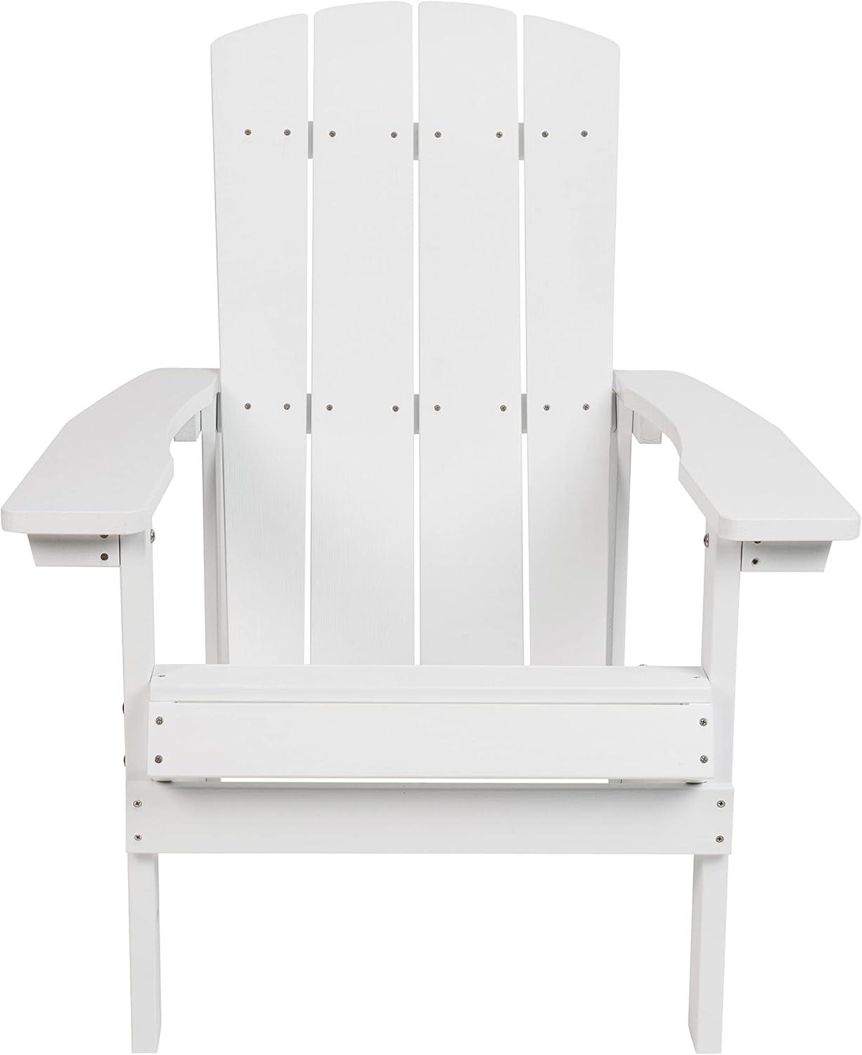 imageFlash Furniture Charlestown Commercial Grade IndoorOutdoor Adirondack Chair Weather Resistant Durable Poly Resin Deck and Patio Seating Slate GrayWhite