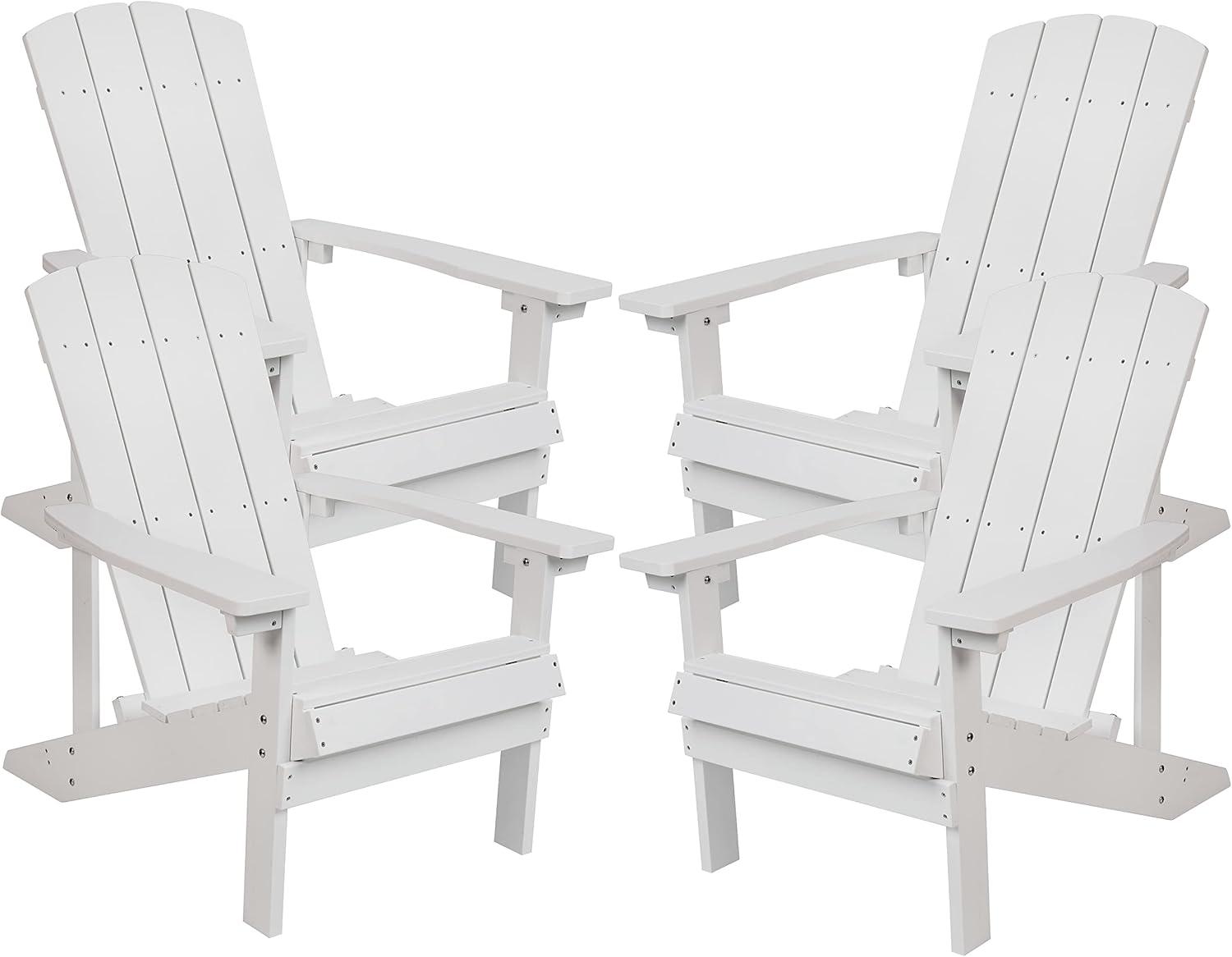 imageFlash Furniture Charlestown Commercial Grade IndoorOutdoor Adirondack Chair Weather Resistant Durable Poly Resin Deck and Patio Seating Slate GrayWhite