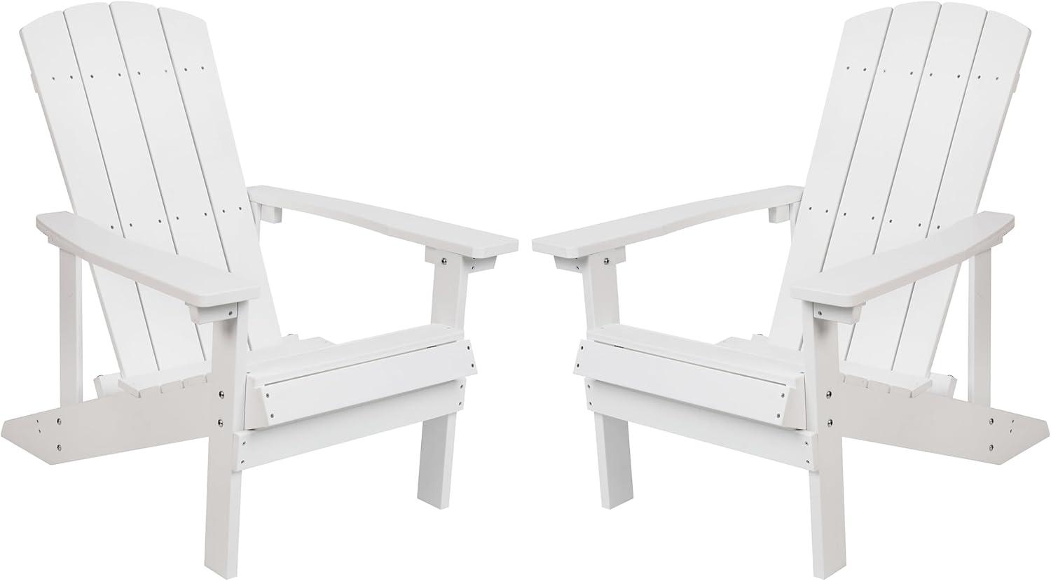 imageFlash Furniture Charlestown Commercial Grade IndoorOutdoor Adirondack Chair Weather Resistant Durable Poly Resin Deck and Patio Seating Slate GrayWhite