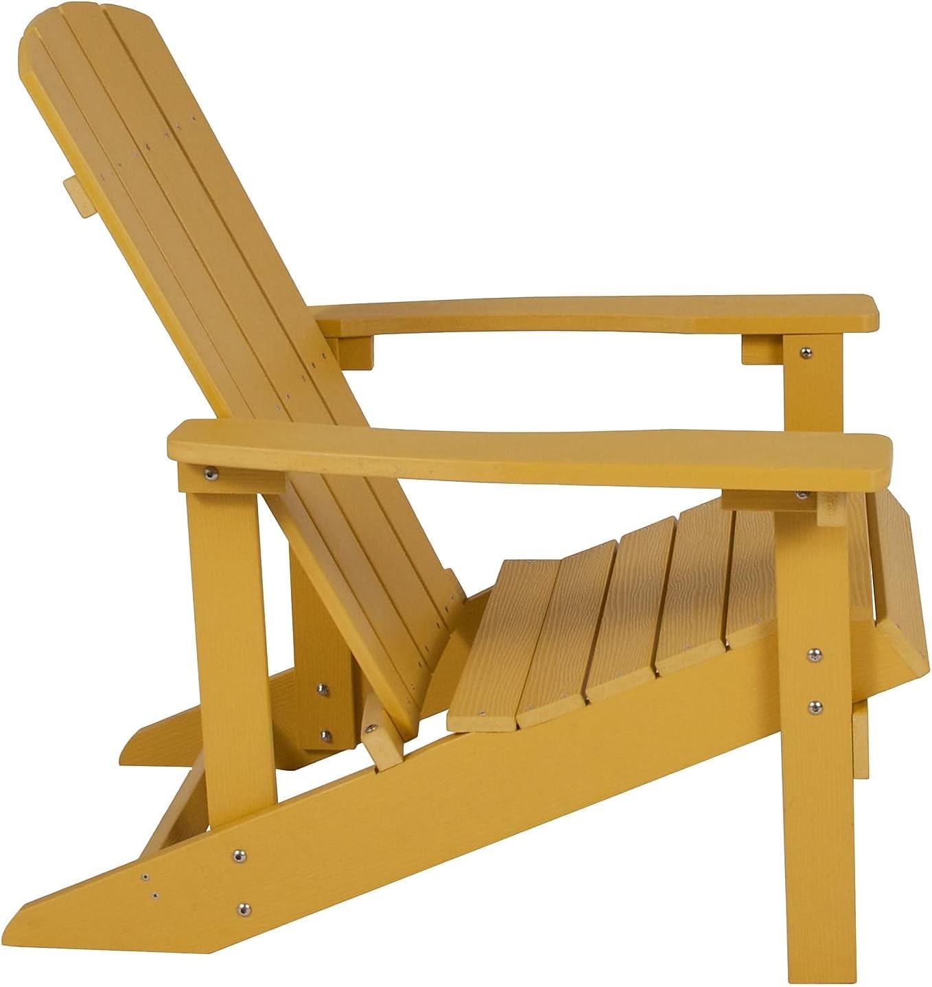 imageFlash Furniture Charlestown Commercial Grade IndoorOutdoor Adirondack Chair Weather Resistant Durable Poly Resin Deck and Patio Seating Slate GrayYellow