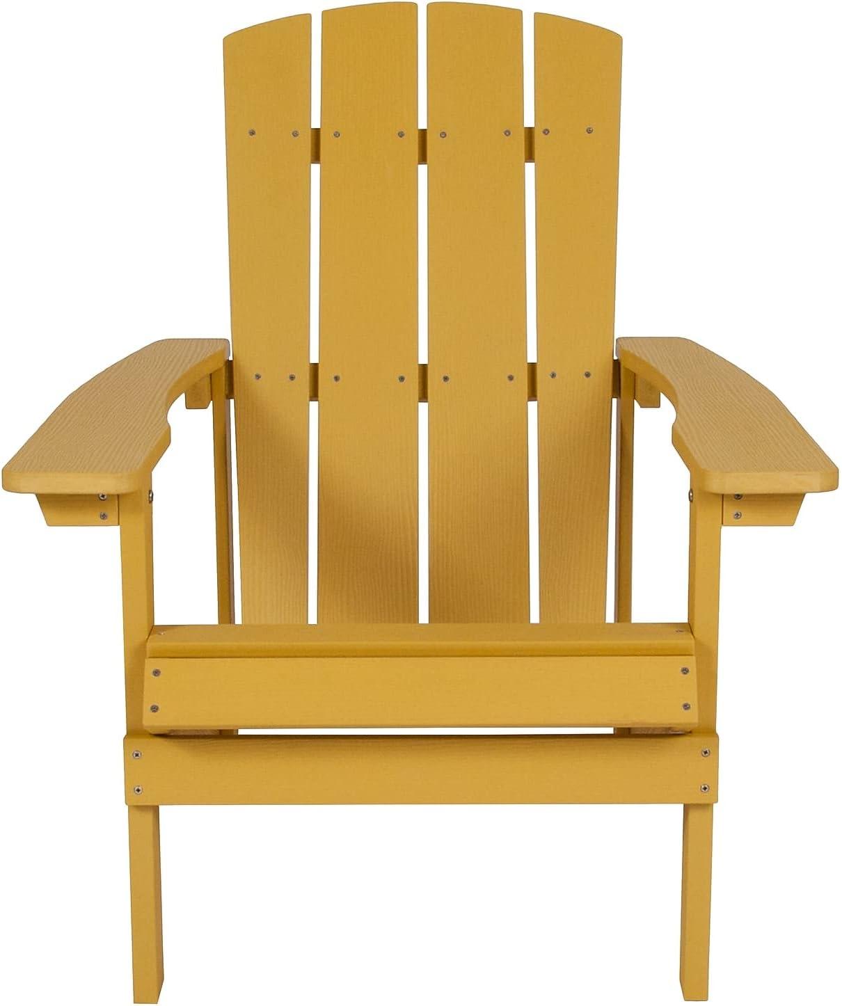 imageFlash Furniture Charlestown Commercial Grade IndoorOutdoor Adirondack Chair Weather Resistant Durable Poly Resin Deck and Patio Seating Slate GrayYellow