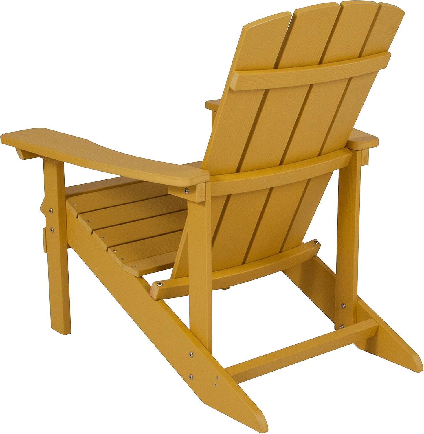 imageFlash Furniture Charlestown Commercial Grade IndoorOutdoor Adirondack Chair Weather Resistant Durable Poly Resin Deck and Patio Seating Slate GrayYellow