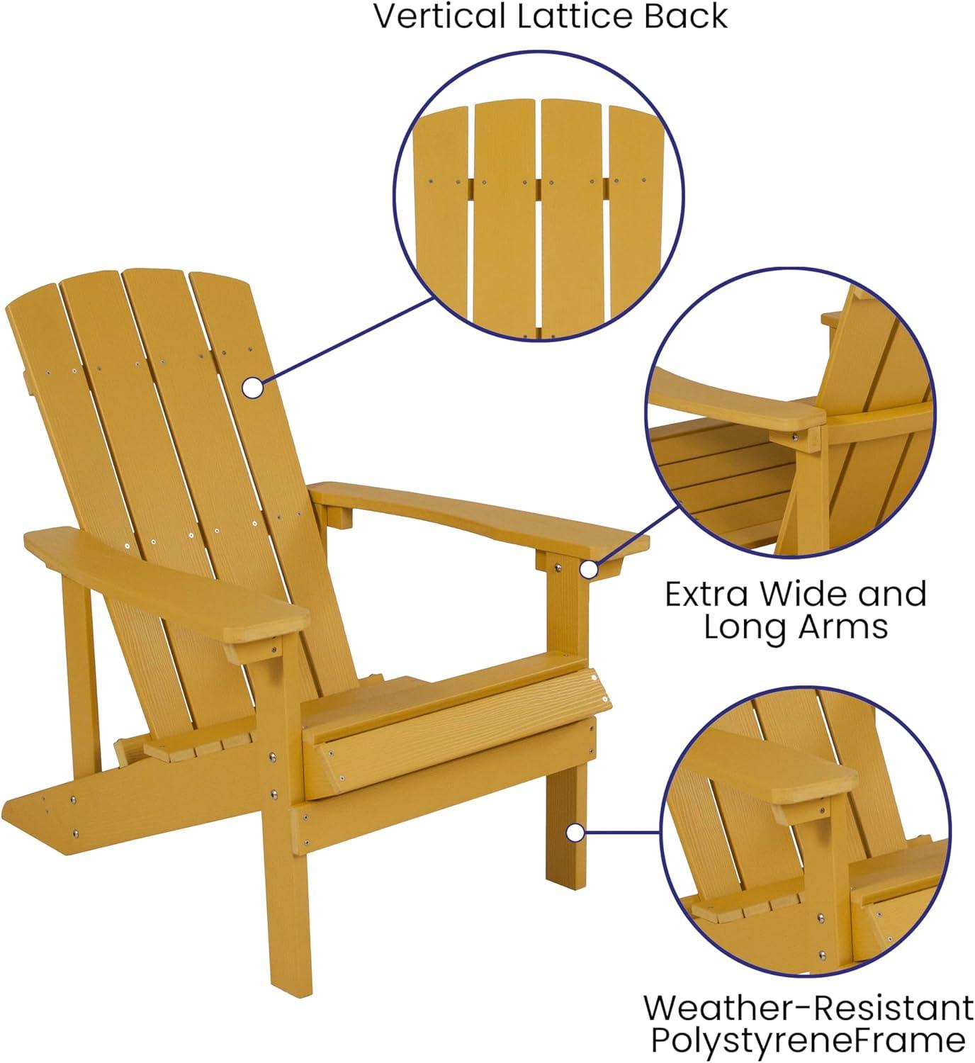 imageFlash Furniture Charlestown Commercial Grade IndoorOutdoor Adirondack Chair Weather Resistant Durable Poly Resin Deck and Patio Seating Slate GrayYellow