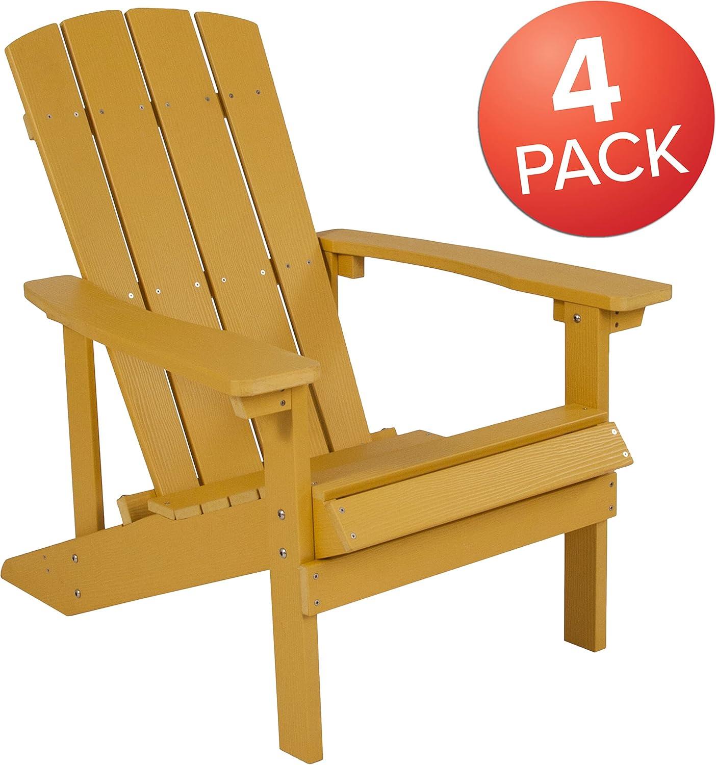 imageFlash Furniture Charlestown Commercial Grade IndoorOutdoor Adirondack Chair Weather Resistant Durable Poly Resin Deck and Patio Seating Slate GrayYellow