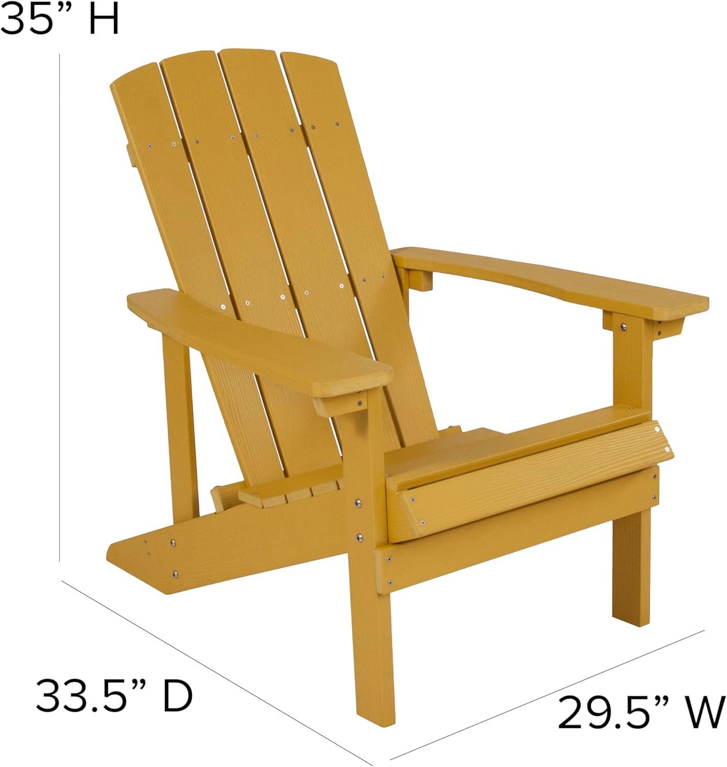 imageFlash Furniture Charlestown Commercial Grade IndoorOutdoor Adirondack Chair Weather Resistant Durable Poly Resin Deck and Patio Seating Slate GrayYellow