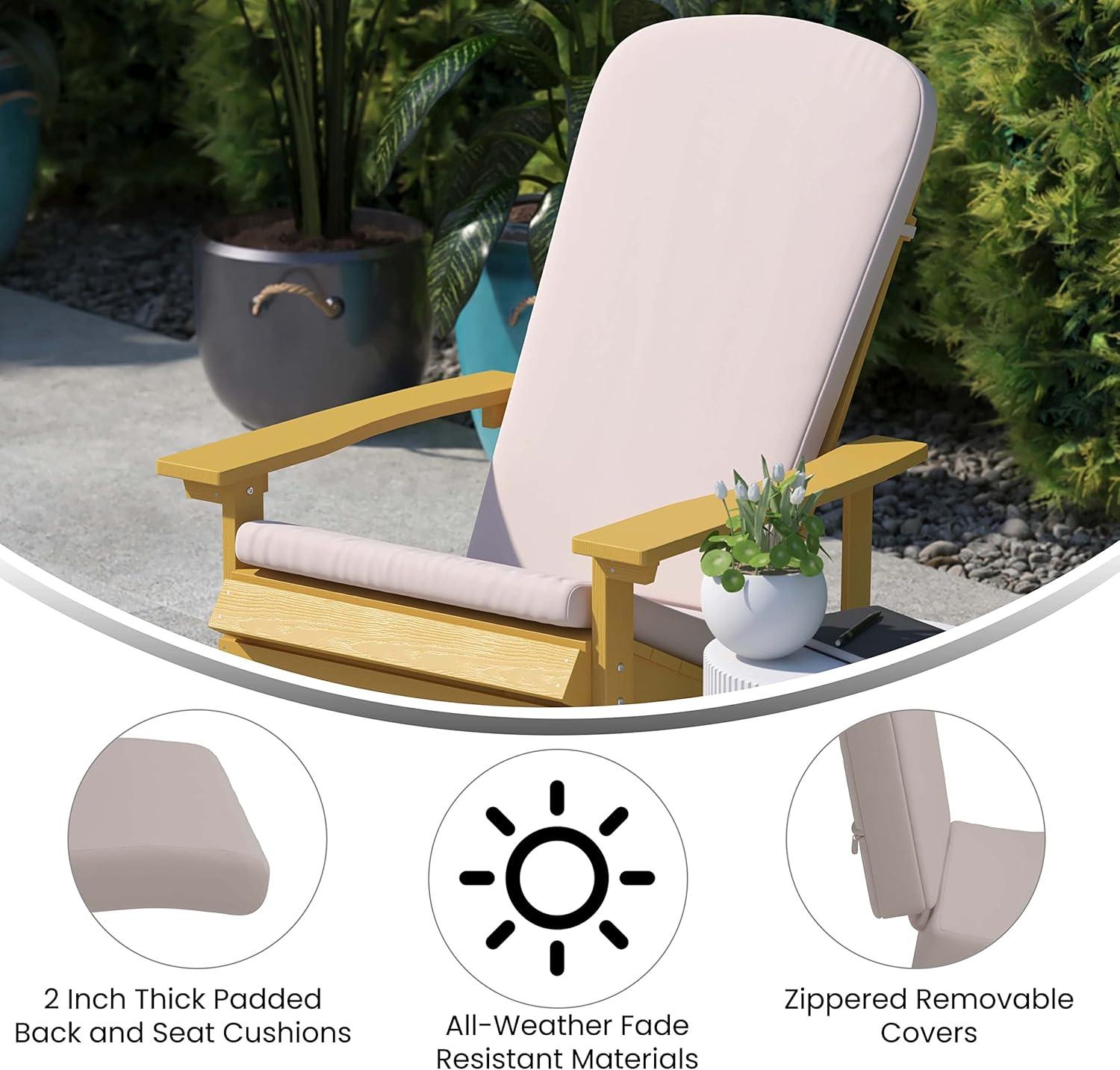 imageFlash Furniture Charlestown Set of 2 Adirondack Chair Cushions Cream Fabric Cushions 2quot Thick Padding IndoorOutdoor Patio Chair Replacement CushionsCream