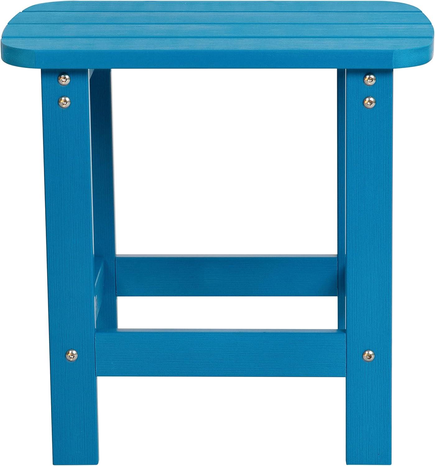 imageFlash Furniture Charlestown Tiered Commercial Poly Resin Adirondack Side Table Lime Green AllWeather IndoorOutdoorBlue