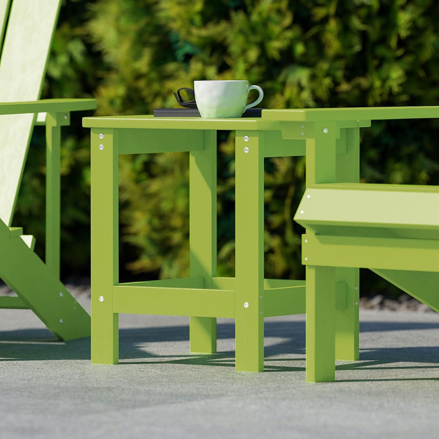 imageFlash Furniture Charlestown Tiered Commercial Poly Resin Adirondack Side Table Lime Green AllWeather IndoorOutdoorLime Green