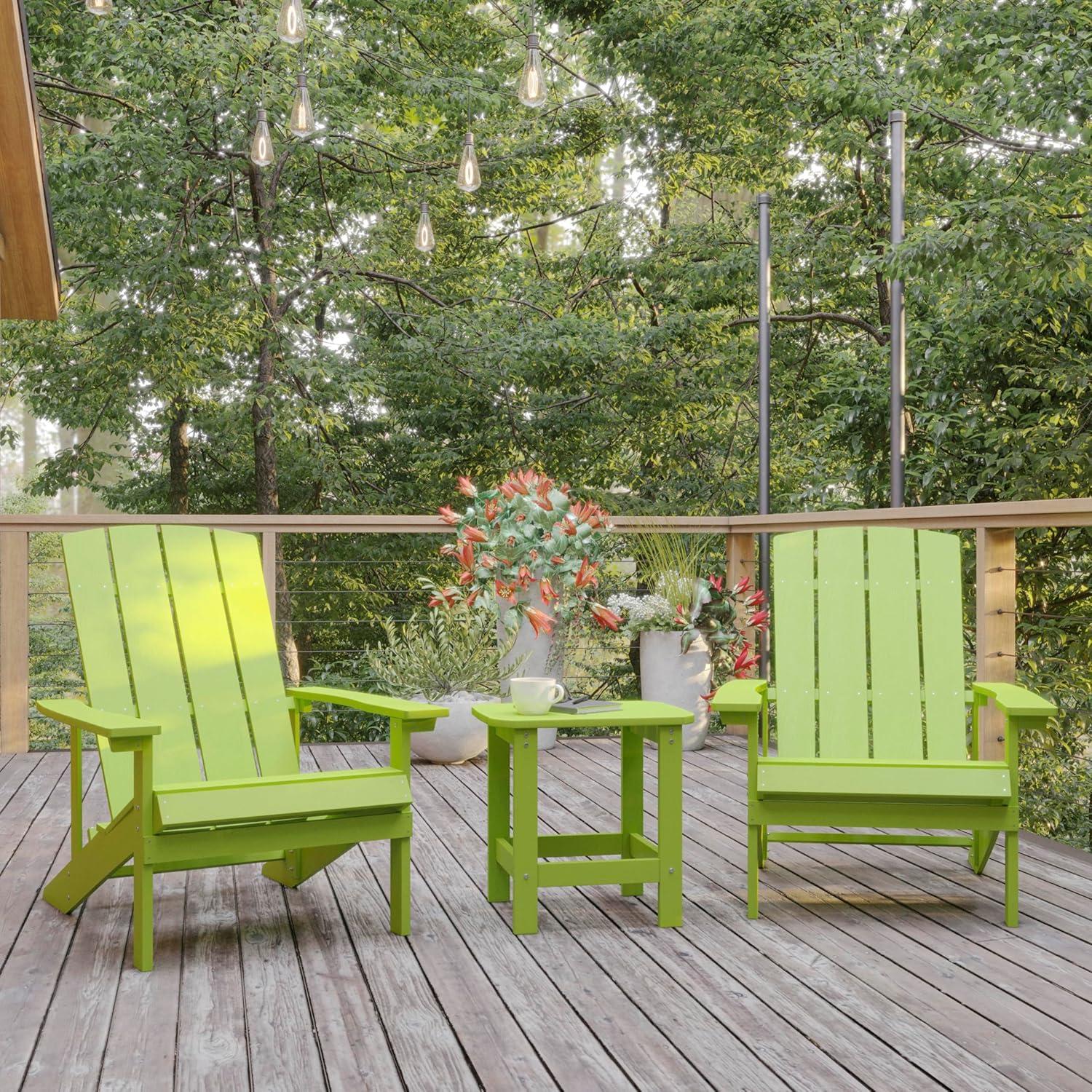 imageFlash Furniture Charlestown Tiered Commercial Poly Resin Adirondack Side Table Lime Green AllWeather IndoorOutdoorLime Green