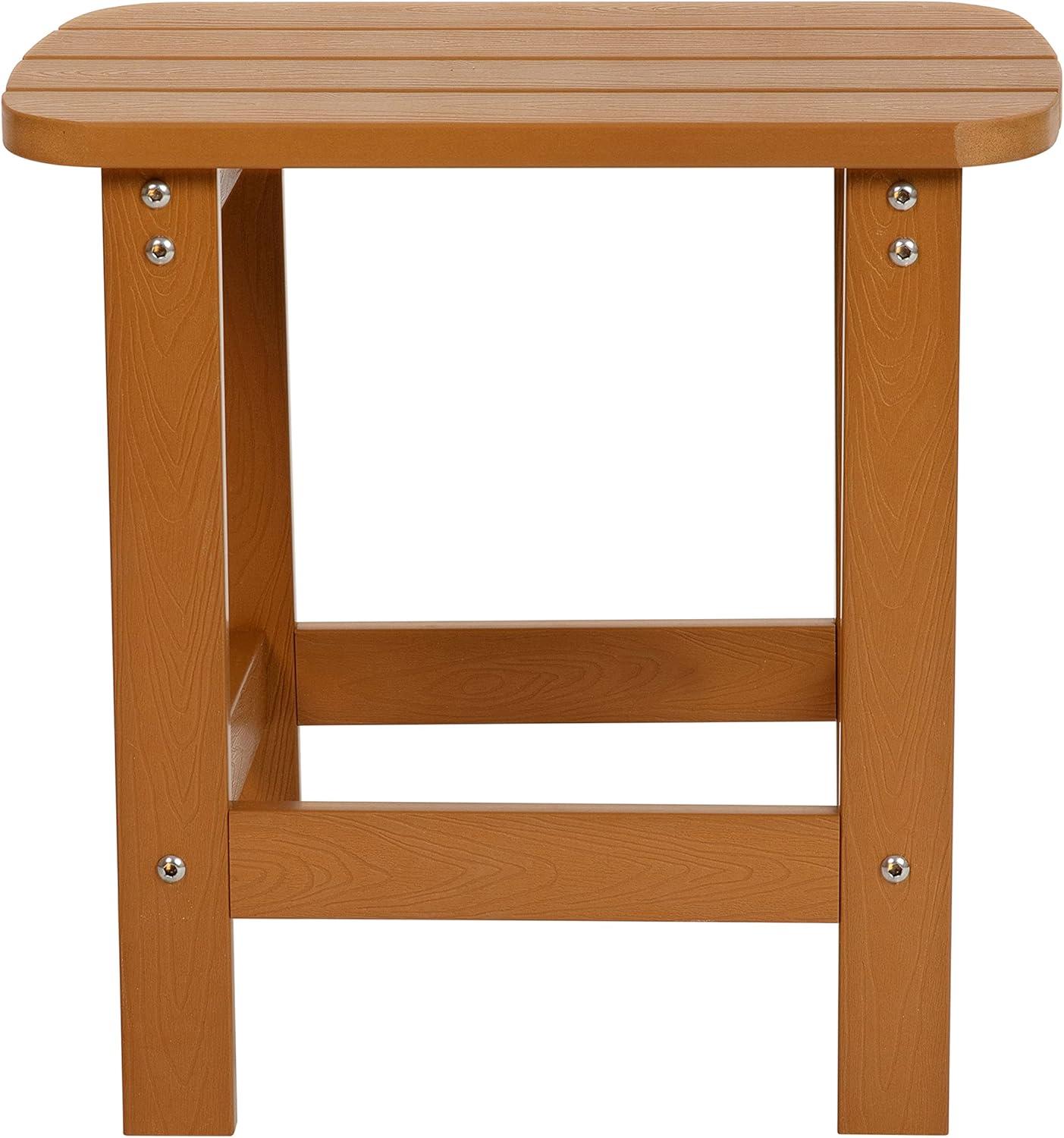 imageFlash Furniture Charlestown Tiered Commercial Poly Resin Adirondack Side Table Lime Green AllWeather IndoorOutdoorTeak