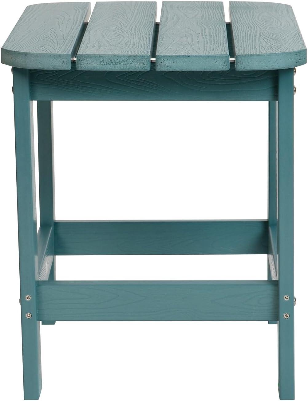 imageFlash Furniture Charlestown Tiered Commercial Poly Resin Adirondack Side Table Lime Green AllWeather IndoorOutdoorTeal