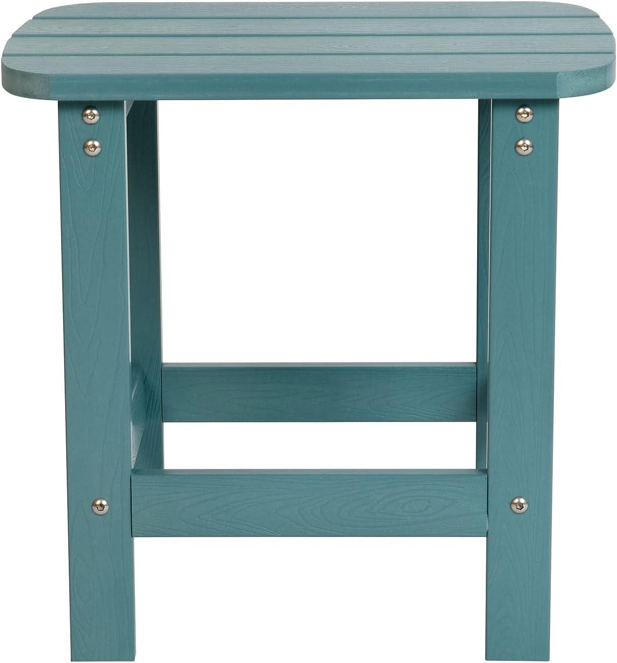 imageFlash Furniture Charlestown Tiered Commercial Poly Resin Adirondack Side Table Lime Green AllWeather IndoorOutdoorTeal