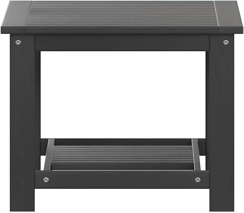 imageFlash Furniture Charlestown Two Tiered Commercial Grade Adirondack Coffee Table Gray Finish Poly Resin Wood AllWeather Slatted Shelf DesignGreyBlack