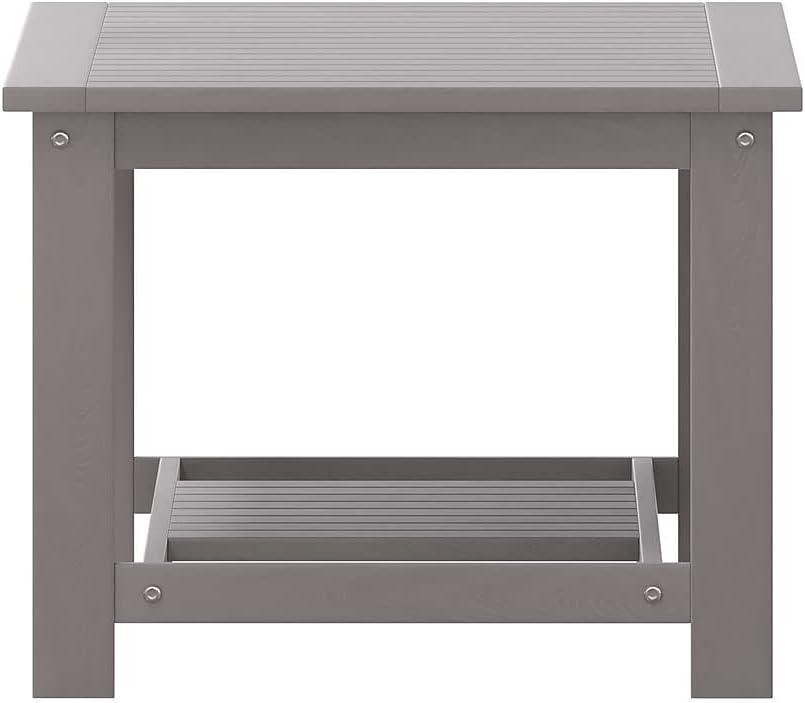 imageFlash Furniture Charlestown Two Tiered Commercial Grade Adirondack Coffee Table Gray Finish Poly Resin Wood AllWeather Slatted Shelf DesignGreyGrey
