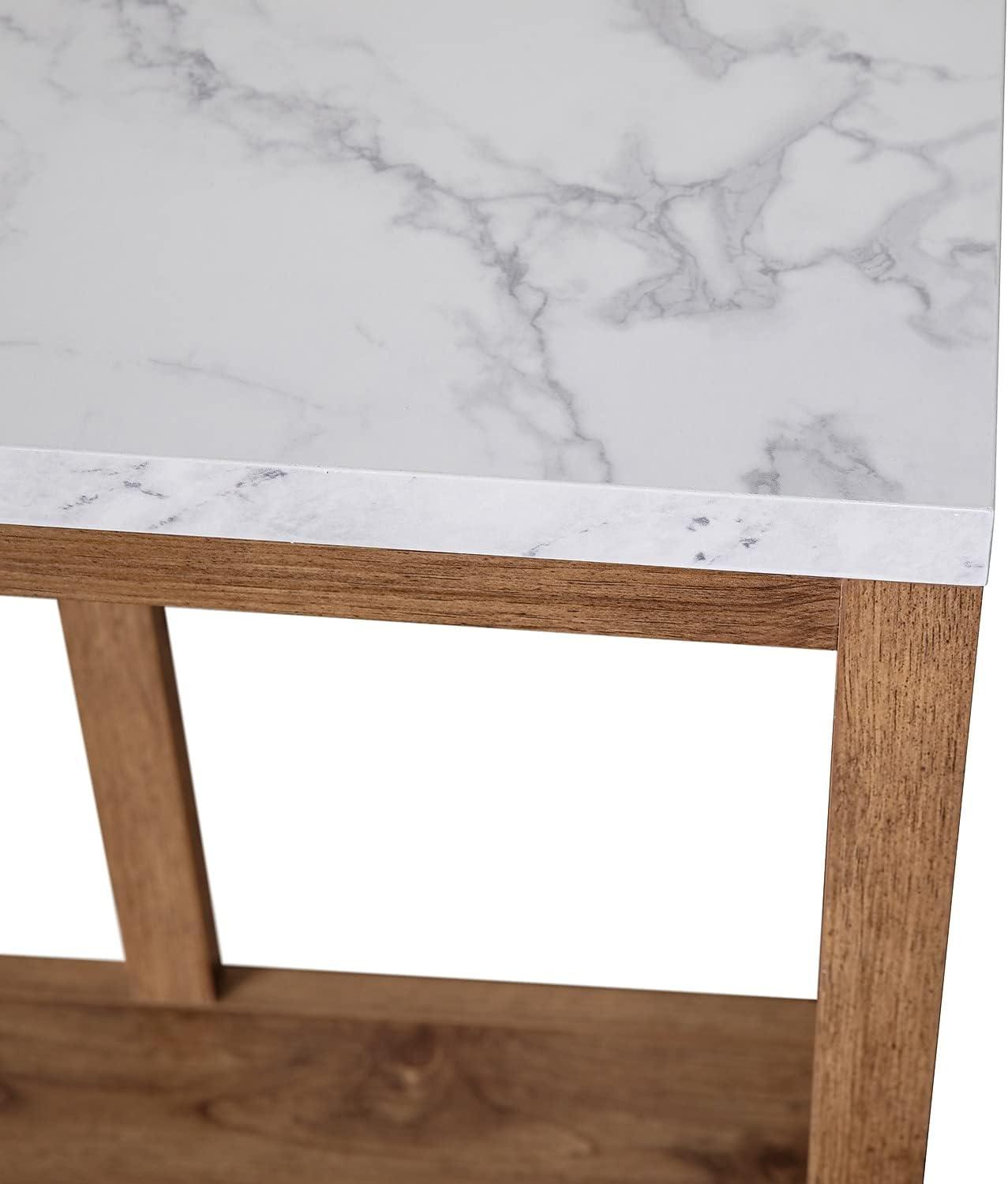 imageFlash Furniture Charlotte Farmhouse 2Tier Console Table Black Finish Engineered Wood Frame Walnut Finish Tabletop For Entryway or Living RoomMarble TopWarm Oak Frame